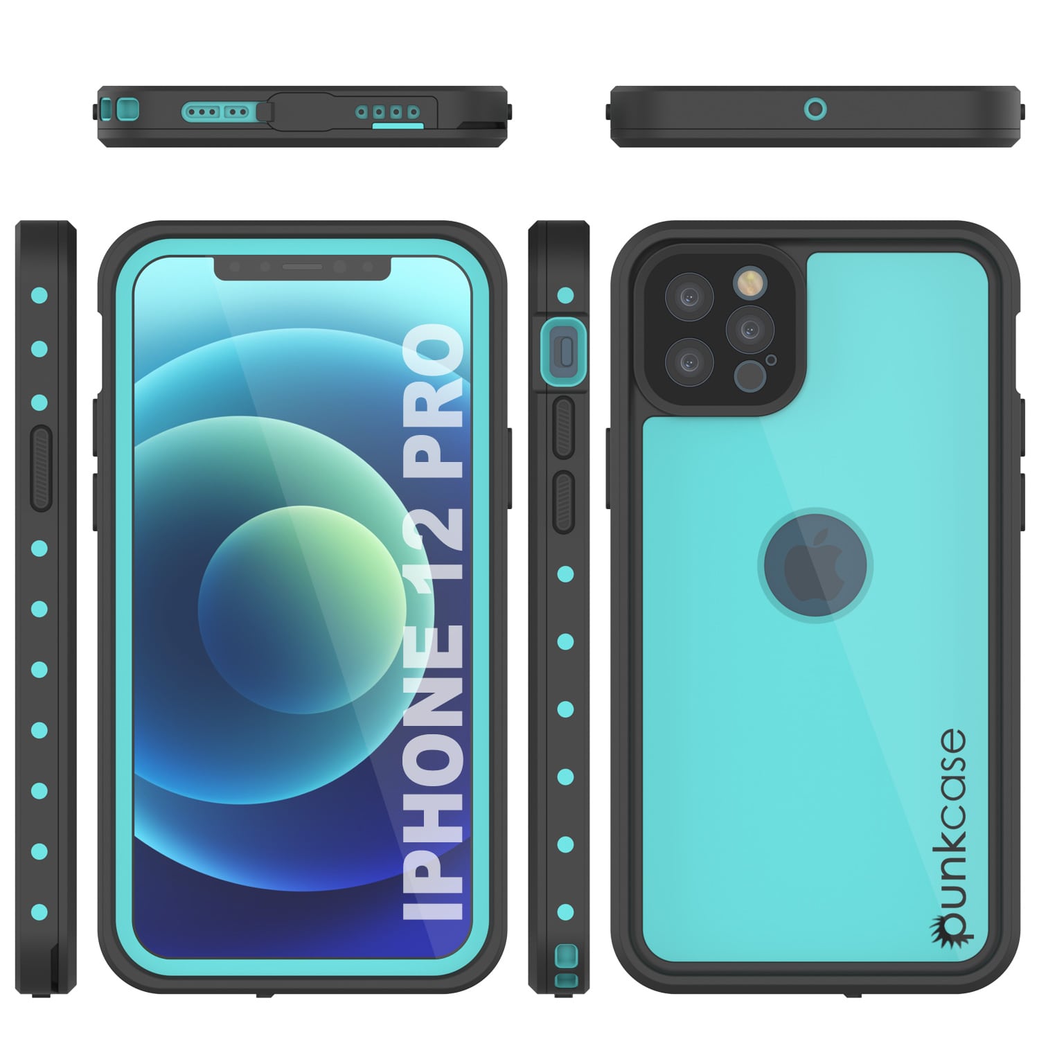 Capa Waterproof IP68 para iPhone 12 Pro, Punkcase [Teal] [Série StudStar] [Slim Fit]
