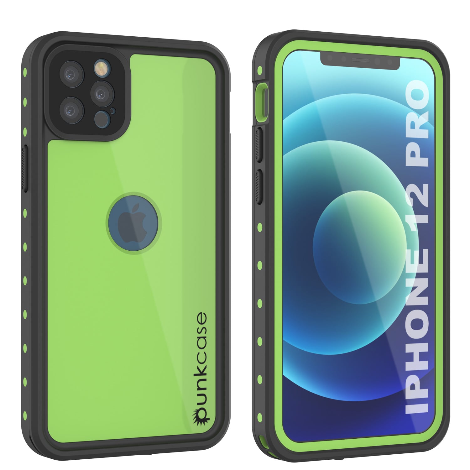 Capa iPhone 12 Pro à prova d'água IP68, Punkcase [Verde claro] [Série StudStar] [Ajuste fino] [À prova de sujeira]