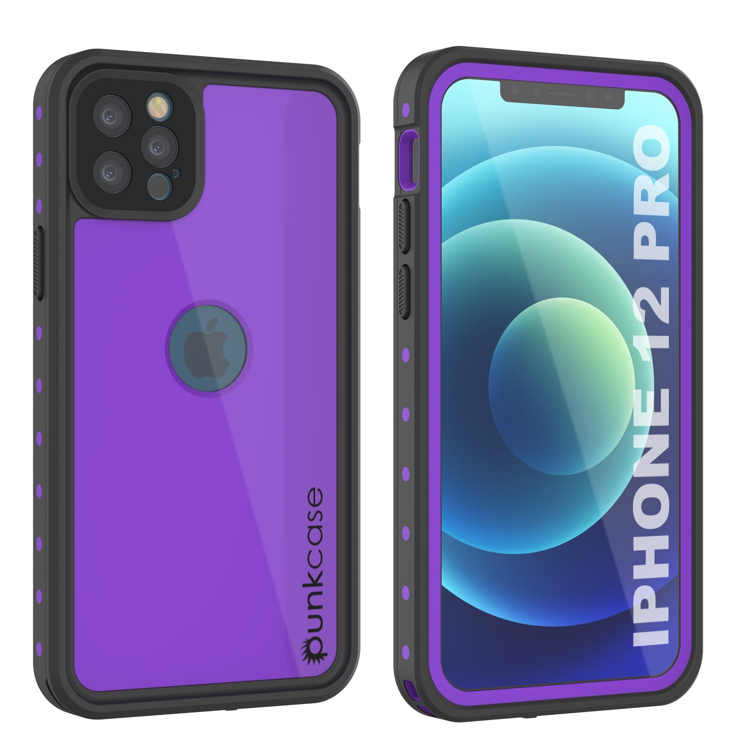 Capa à prova d'água IP68 para iPhone 12 Pro, Punkcase [Roxo] [Série StudStar] [Ajuste Slim] [Prova de sujeira]