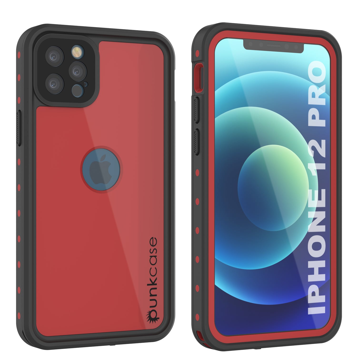 Capa à prova d'água IP68 para iPhone 12 Pro, Punkcase [Vermelho] [Série StudStar] [Ajuste Slim]