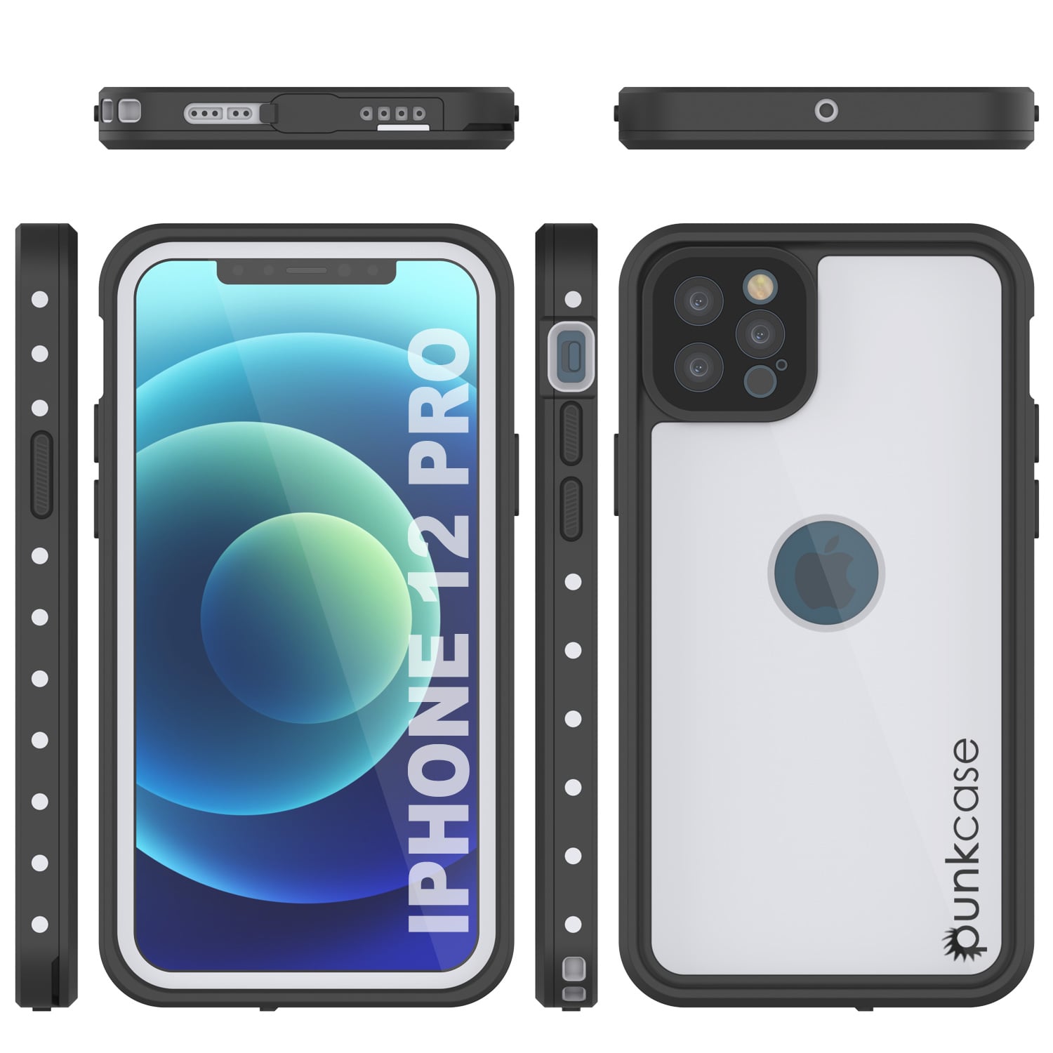 Capa à prova d'água IP68 para iPhone 12 Pro, Punkcase [Branco] [Série StudStar] [Ajuste Slim] [À prova de sujeira]