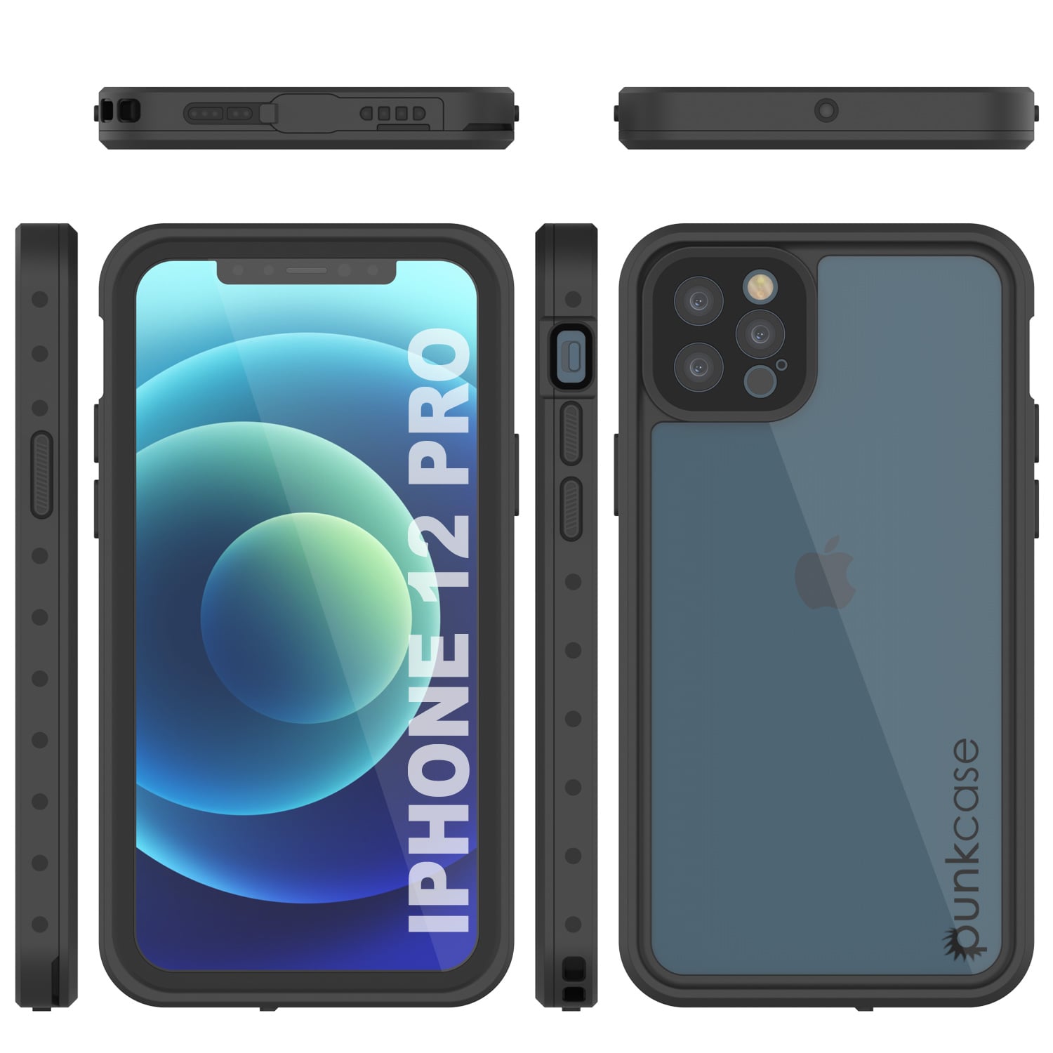Capa à prova d'água IP68 para iPhone 12 Pro, Punkcase [Transparente] [Série StudStar] [Ajuste Slim] [À prova de sujeira]