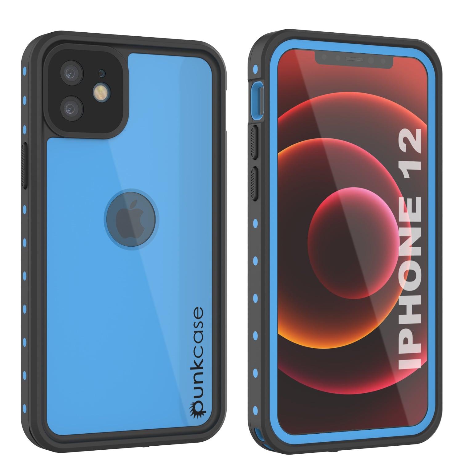 Capa à prova d'água IP68 para iPhone 12, Punkcase [azul claro] [Série StudStar] [Slim Fit] [À prova de sujeira]