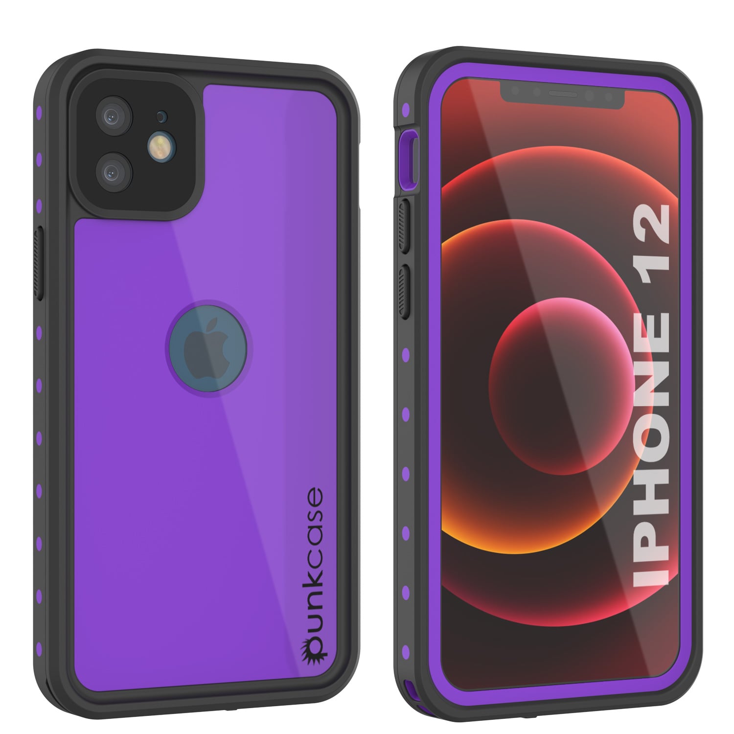 Capa à prova d'água IP68 para iPhone 12, Punkcase [Roxo] [Série StudStar] [Ajuste Slim] [Proteção contra sujeira]