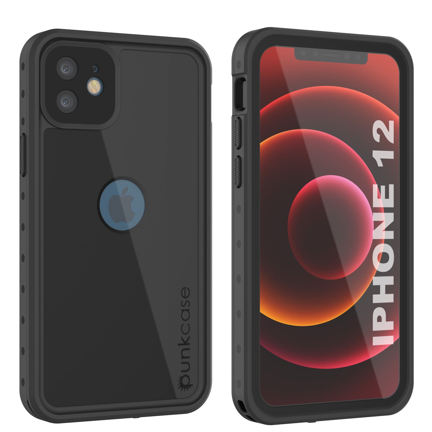 Capa à prova d'água IP68 para iPhone 12, Punkcase [Preto] [Série StudStar] [Ajuste Slim]