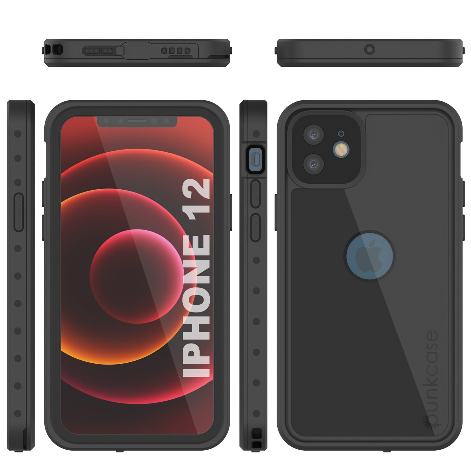Capa à prova d'água IP68 para iPhone 12, Punkcase [Preto] [Série StudStar] [Ajuste Slim]