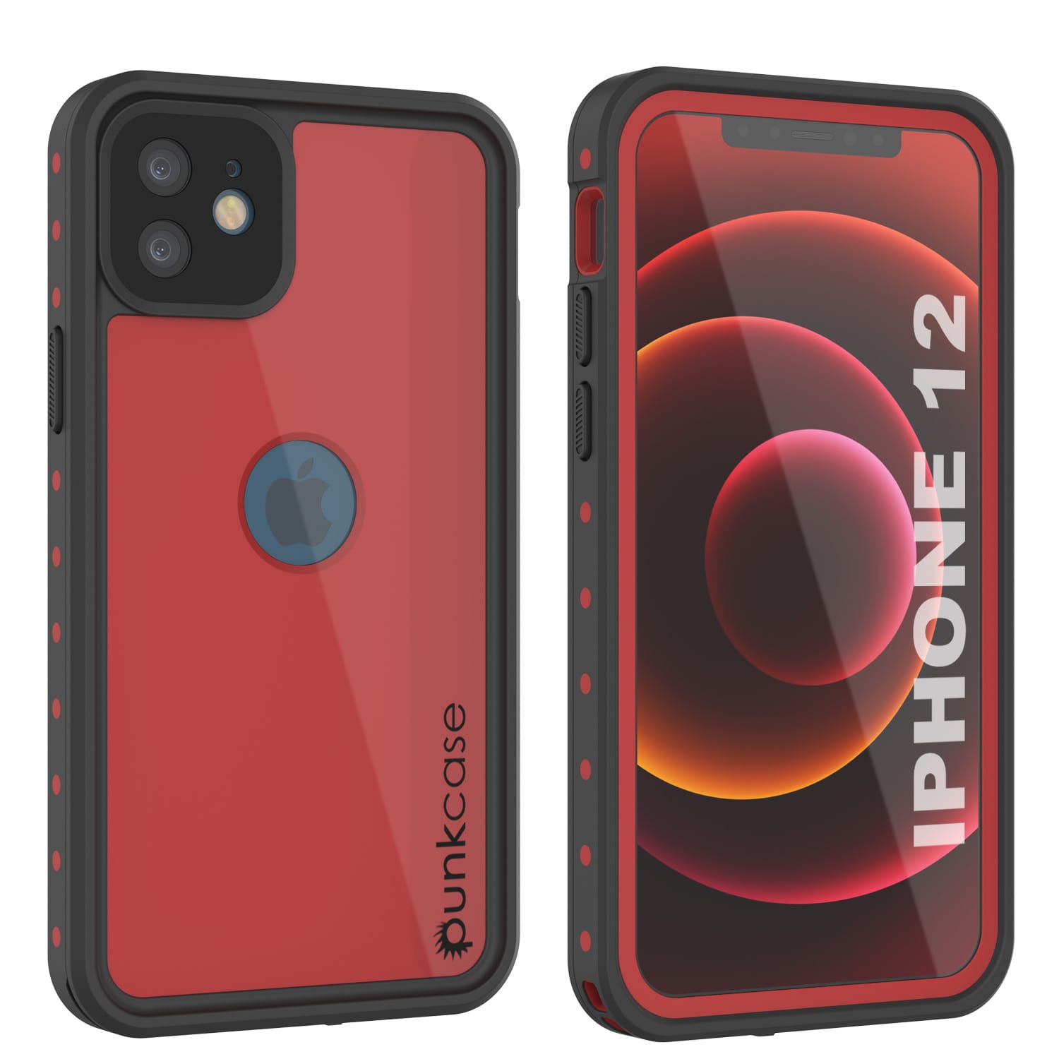 Capa à prova d'água iPhone 12 IP68, Punkcase [Vermelho] [Série StudStar] [Compatibilidade Slim]