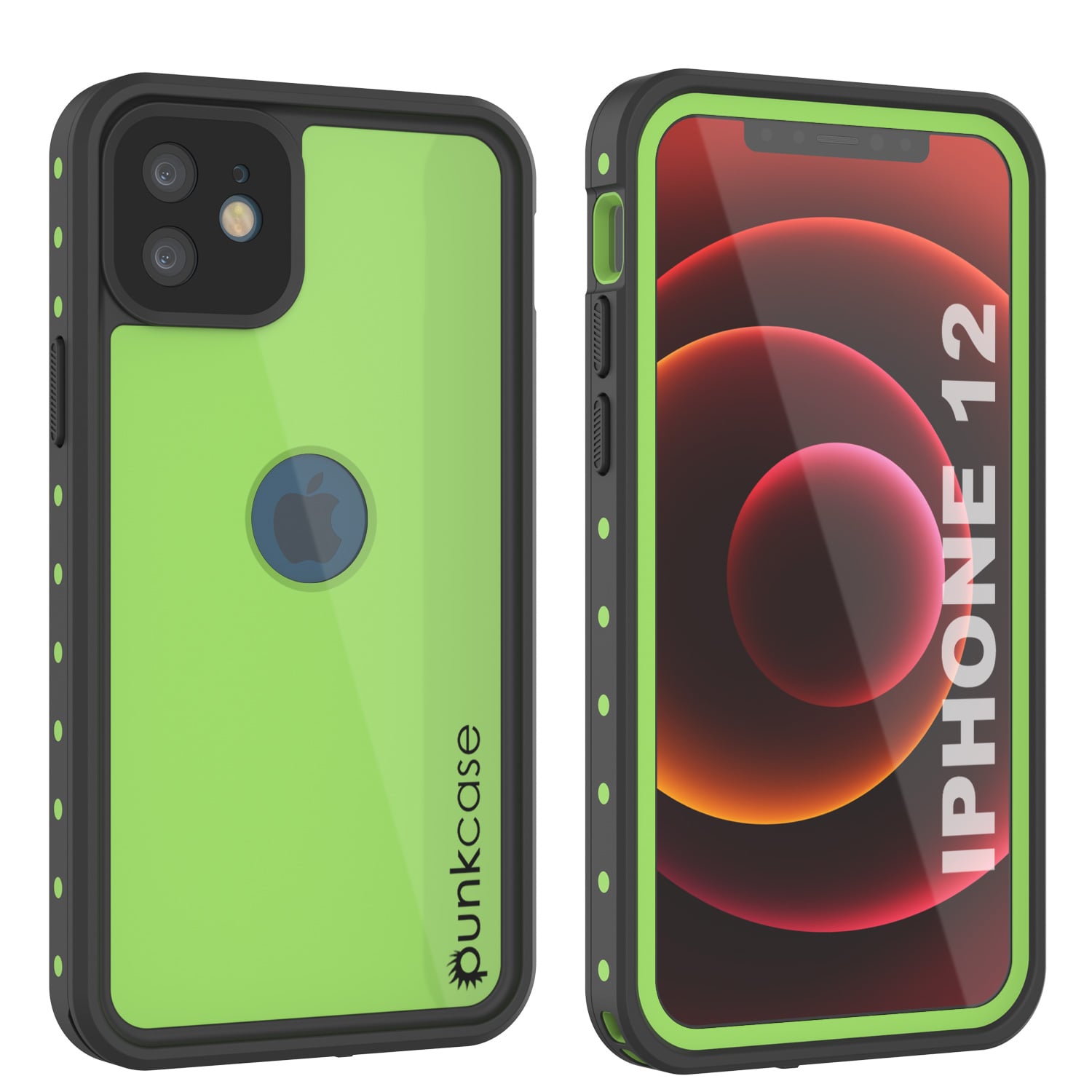 Capa à Prova d'Água IP68 para iPhone 12, Punkcase [Verde Claro] [Série StudStar] [Ajuste Slim] [À Prova de Sujeira]