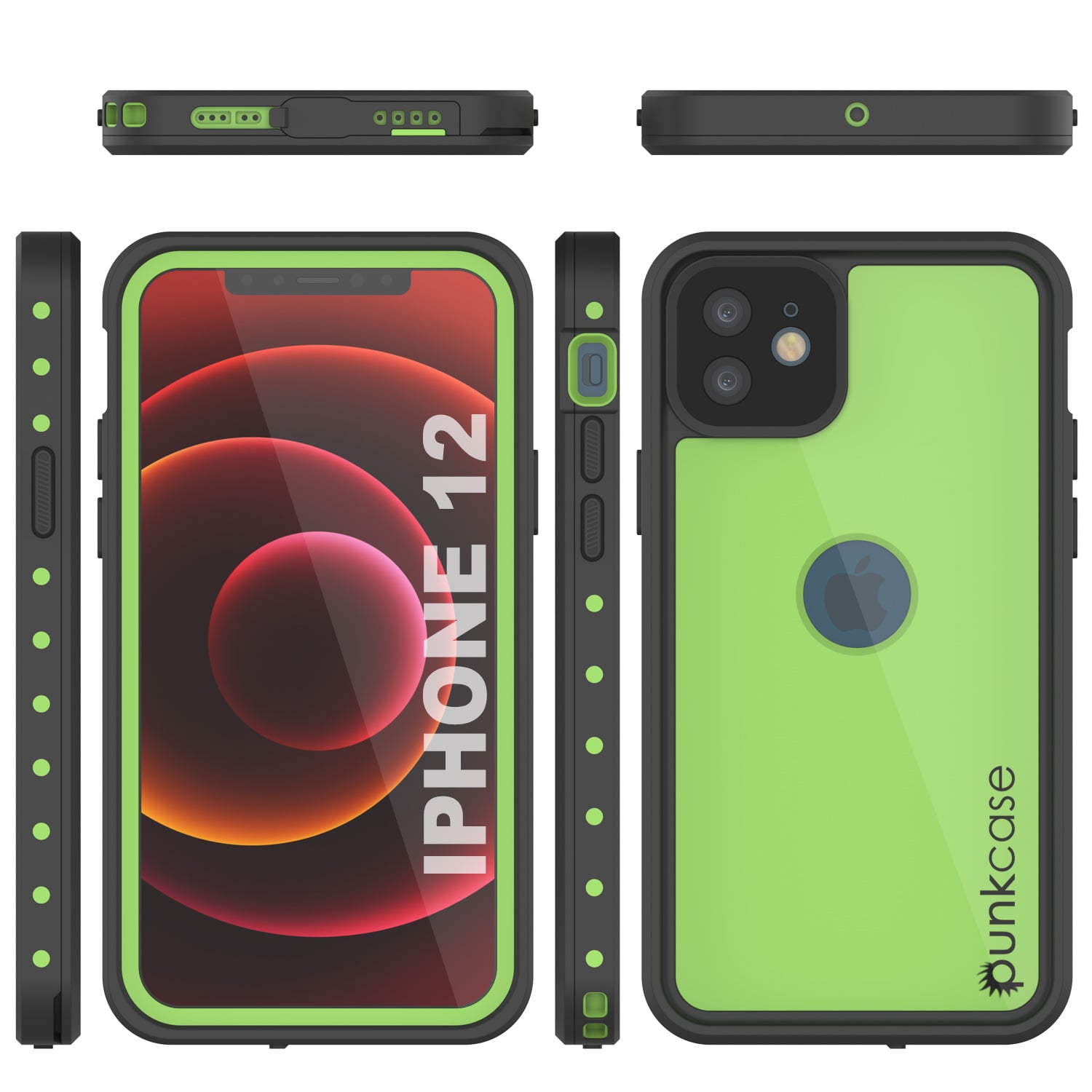 Capa à Prova d'Água IP68 para iPhone 12, Punkcase [Verde Claro] [Série StudStar] [Ajuste Slim] [À Prova de Sujeira]