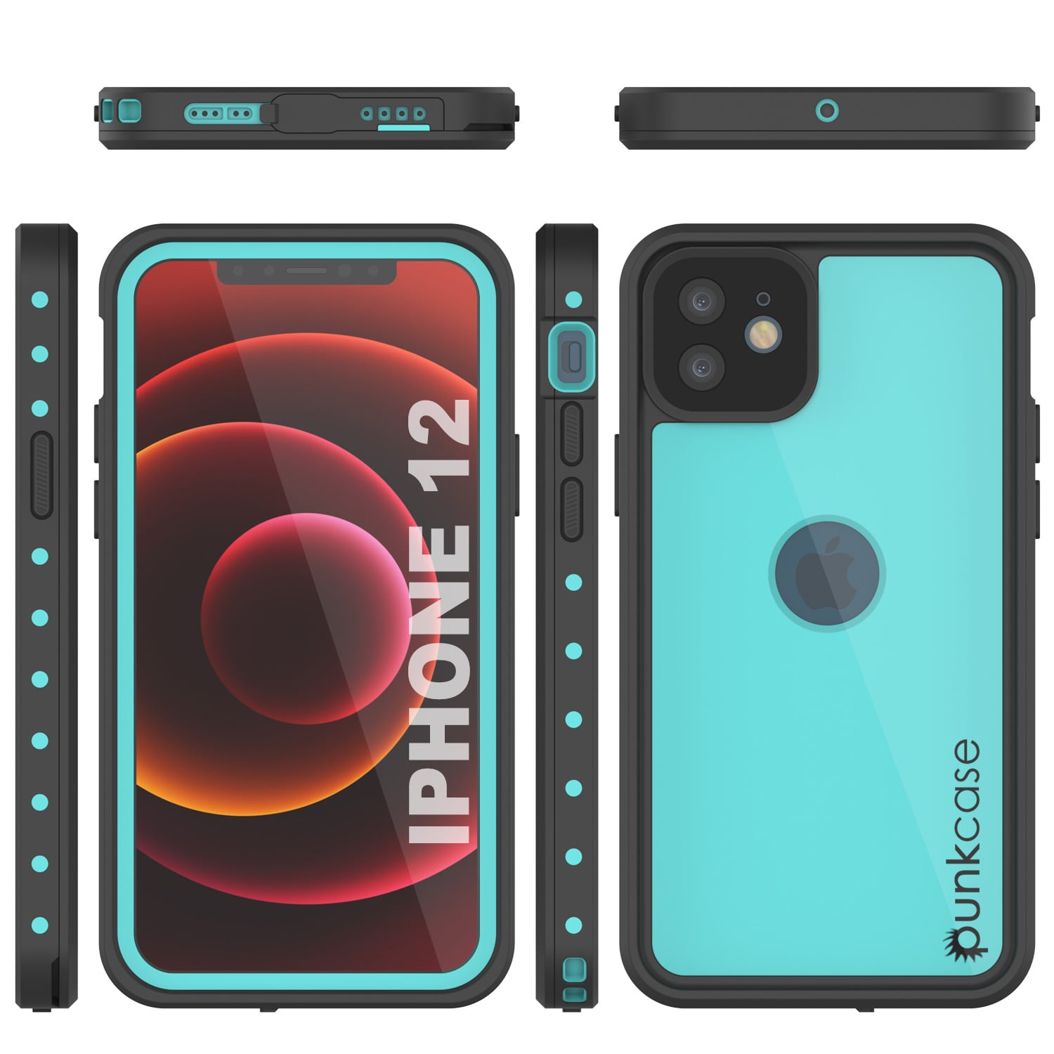 Capa à prova d'água IP68 para iPhone 12, Punkcase [Teal] [Série StudStar] [Ajuste Slim]