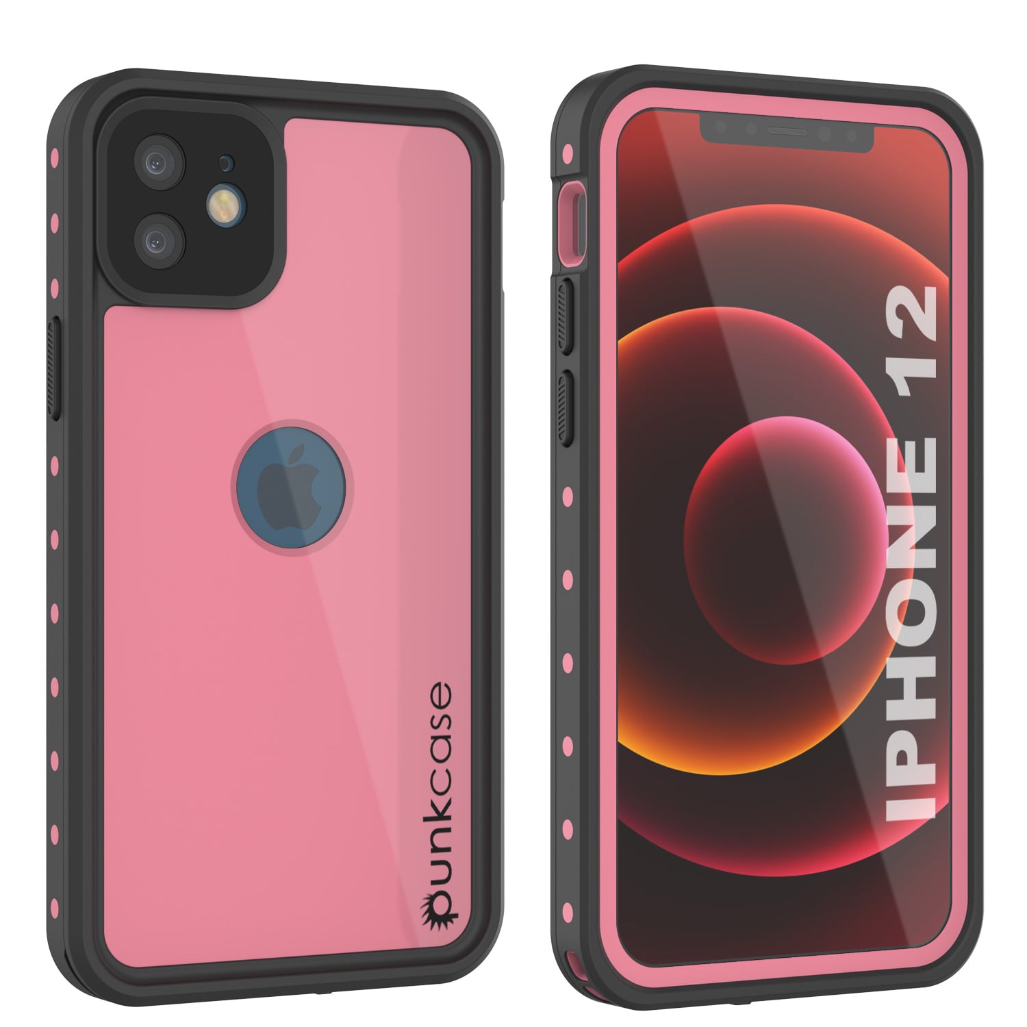 Capa à prova d'água IP68 para iPhone 12, Punkcase [Pink] [Série StudStar] [Ajuste Slim] [À prova de sujeira]