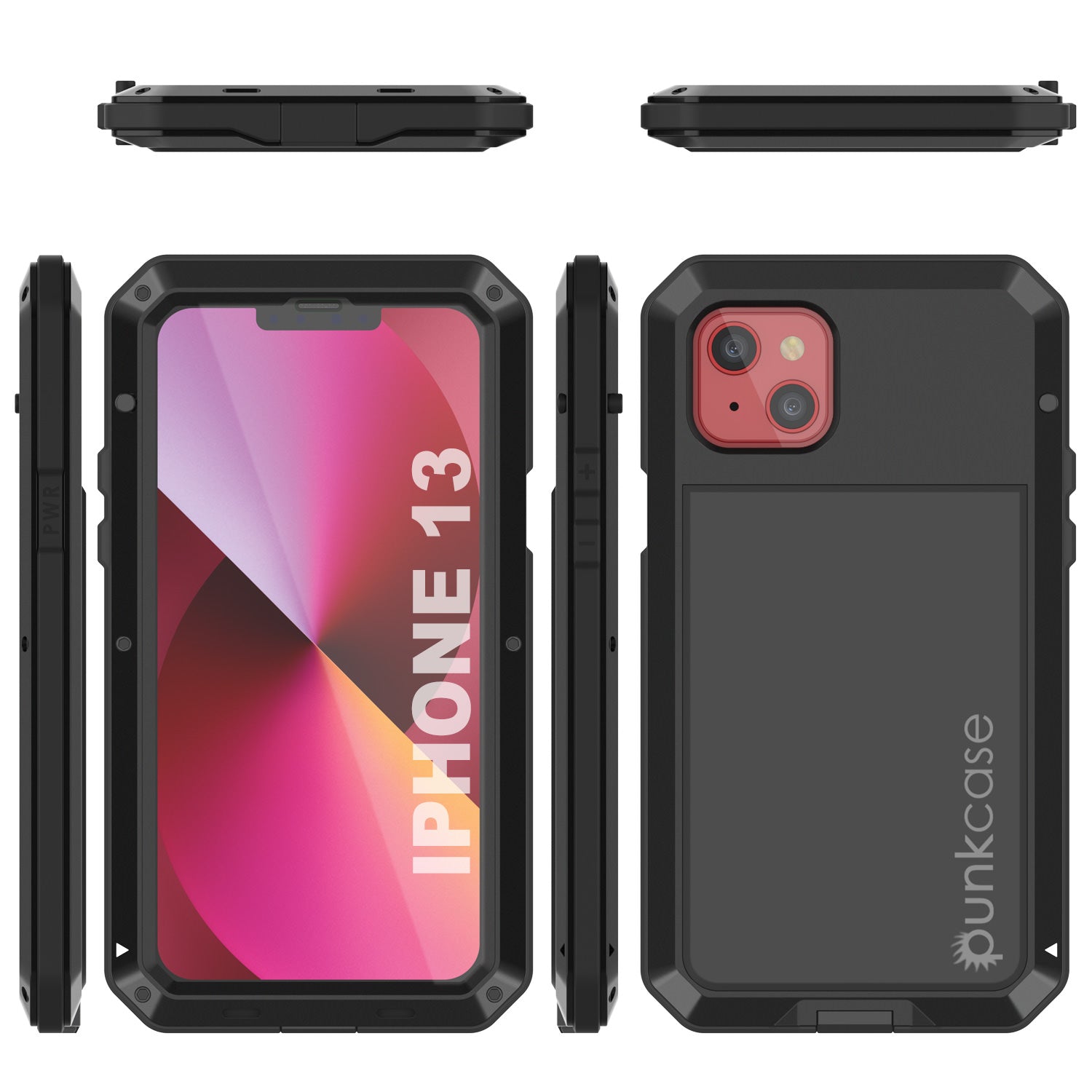 Capa de Metal para iPhone 13, Capa de Armamento de Grau Militar Resistente ao Impacto [à prova de choque] Corpo Inteiro Rígido [Preto]