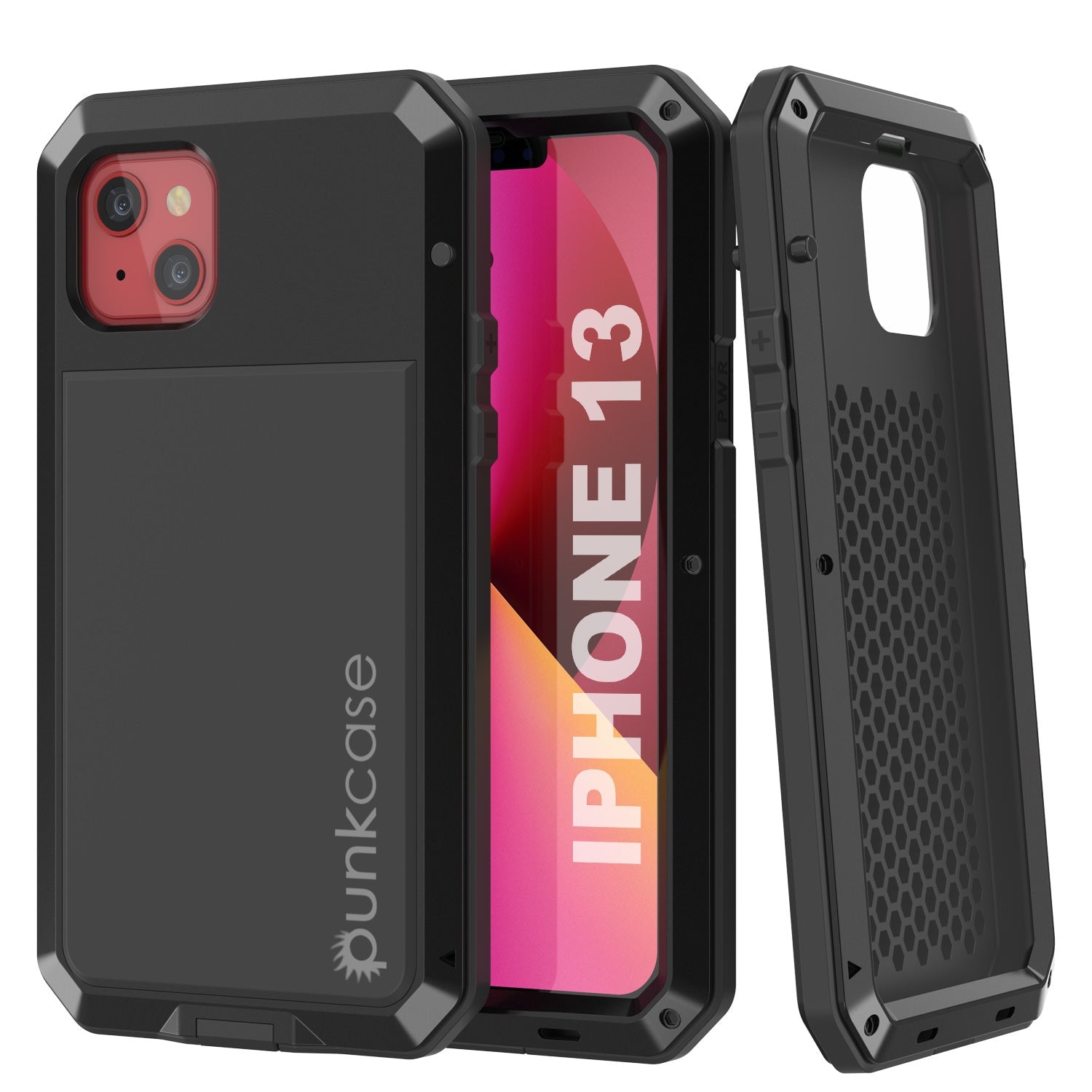 Capa de Metal para iPhone 13, Capa de Armamento de Grau Militar Resistente ao Impacto [à prova de choque] Corpo Inteiro Rígido [Preto]
