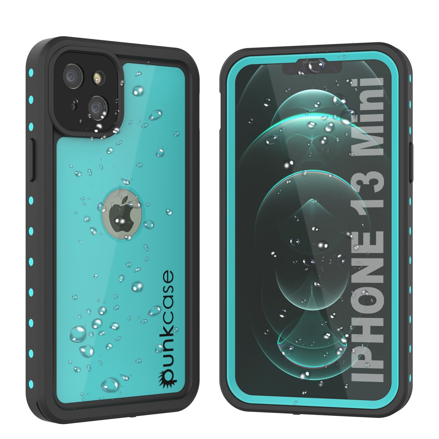 Capa à prova d'água IP68 para iPhone 13 Mini, Punkcase [Teal] [Série StudStar] [Feito Sob Medida]