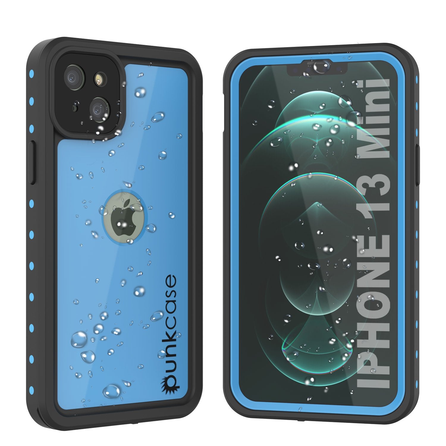 Capa à Prova d'Água IP68 para iPhone 13 Mini, Punkcase [Azul Claro] [Série StudStar] [Slim Fit] [À Prova de Sujeira]