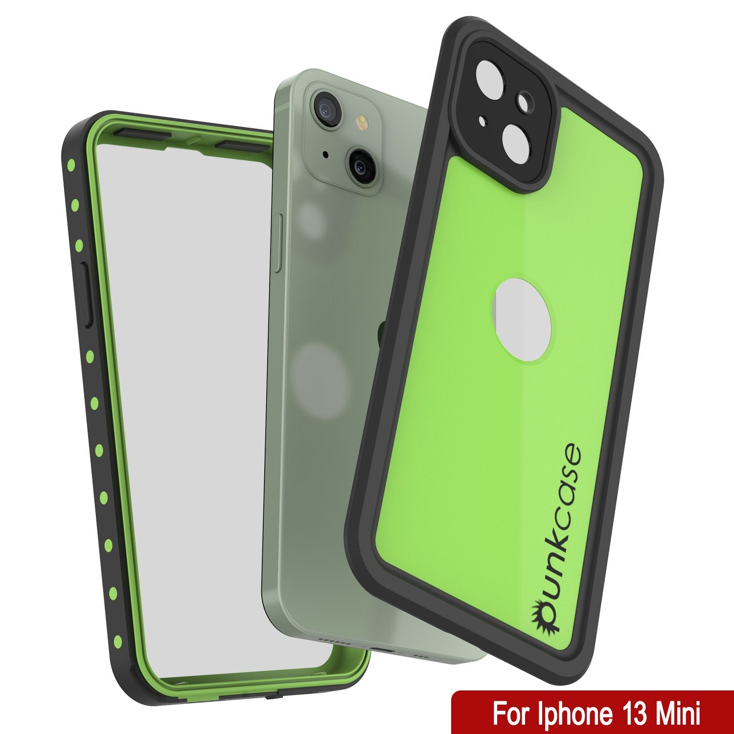 Capa À Prova D'Água IP68 para iPhone 13 Mini, Punkcase [Verde Claro] [Série StudStar] [Ajuste Slim] [À Prova de Pó]