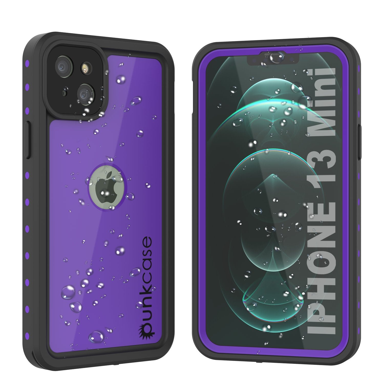 Capa à prova d'água IP68 para iPhone 13 Mini, Punkcase [Roxo] [Série StudStar] [Ajuste Slim] [Prova de sujeira]