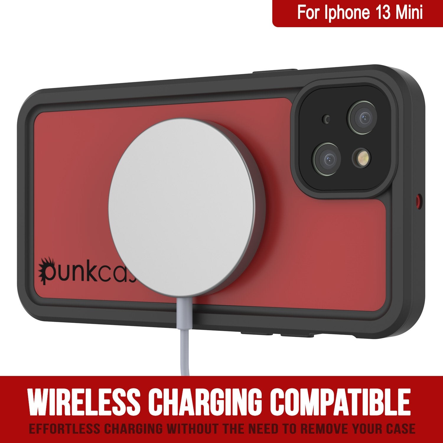Capa à prova d'água IP68 para iPhone 13 Mini, Punkcase [Vermelho] [Série StudStar] [Ajuste Slim]