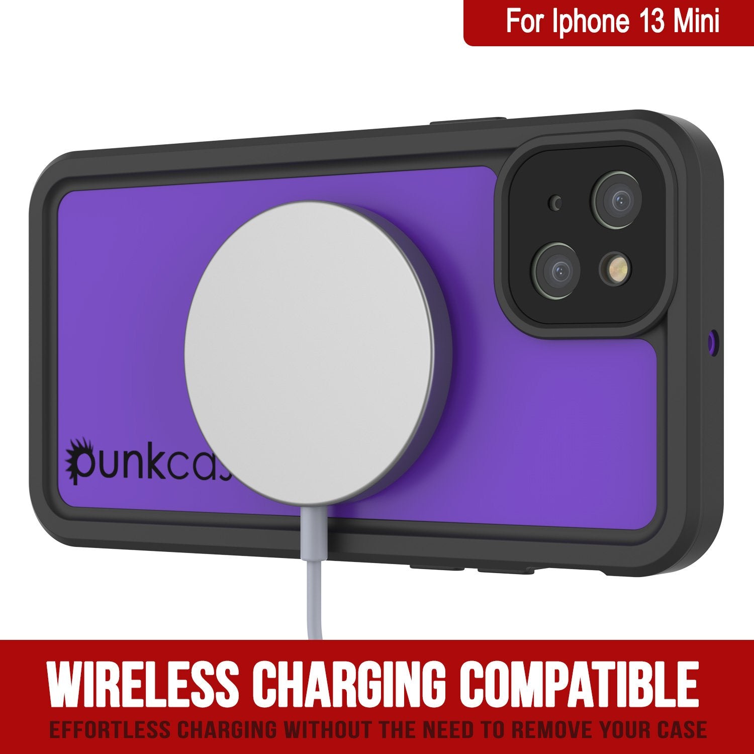 Capa à prova d'água IP68 para iPhone 13 Mini, Punkcase [Roxo] [Série StudStar] [Ajuste Slim] [Prova de sujeira]