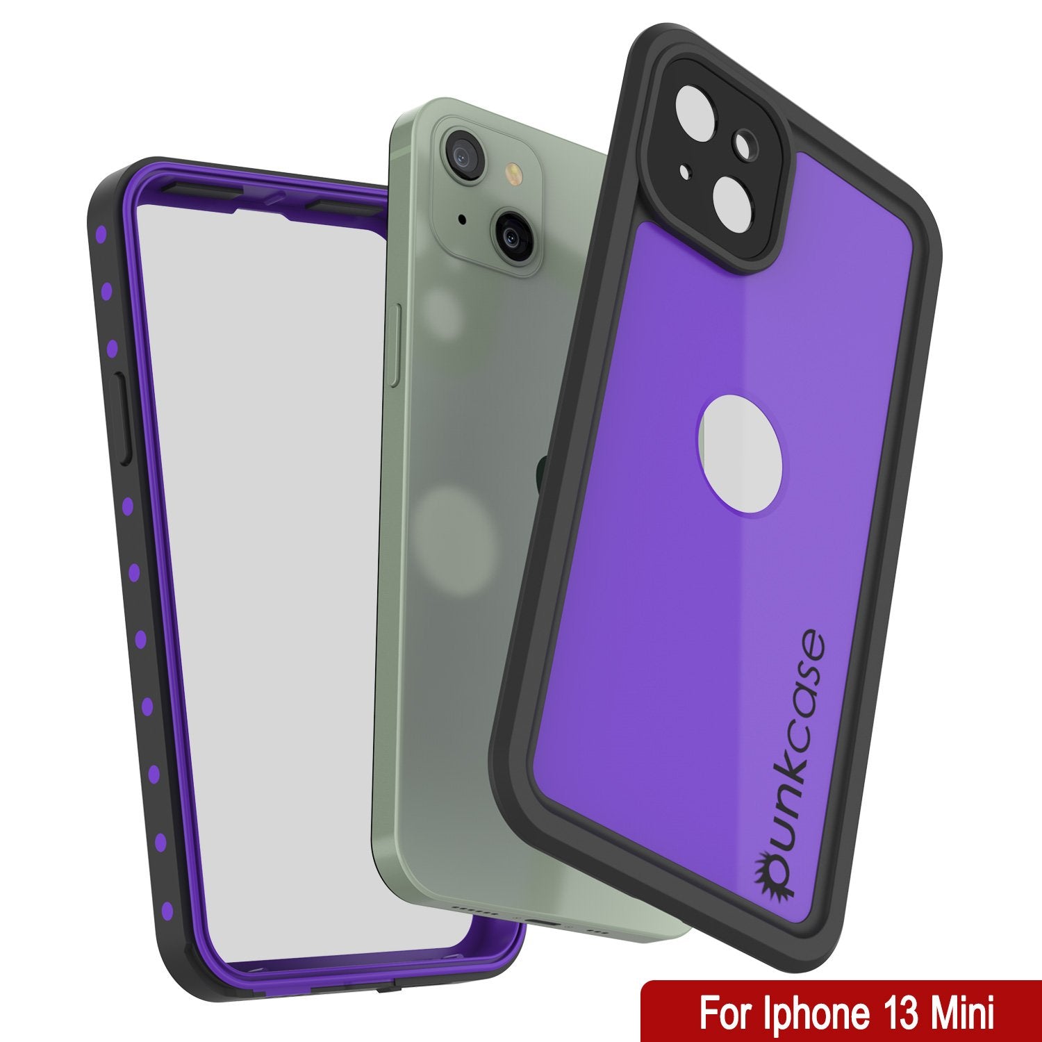 Capa à prova d'água IP68 para iPhone 13 Mini, Punkcase [Roxo] [Série StudStar] [Ajuste Slim] [Prova de sujeira]
