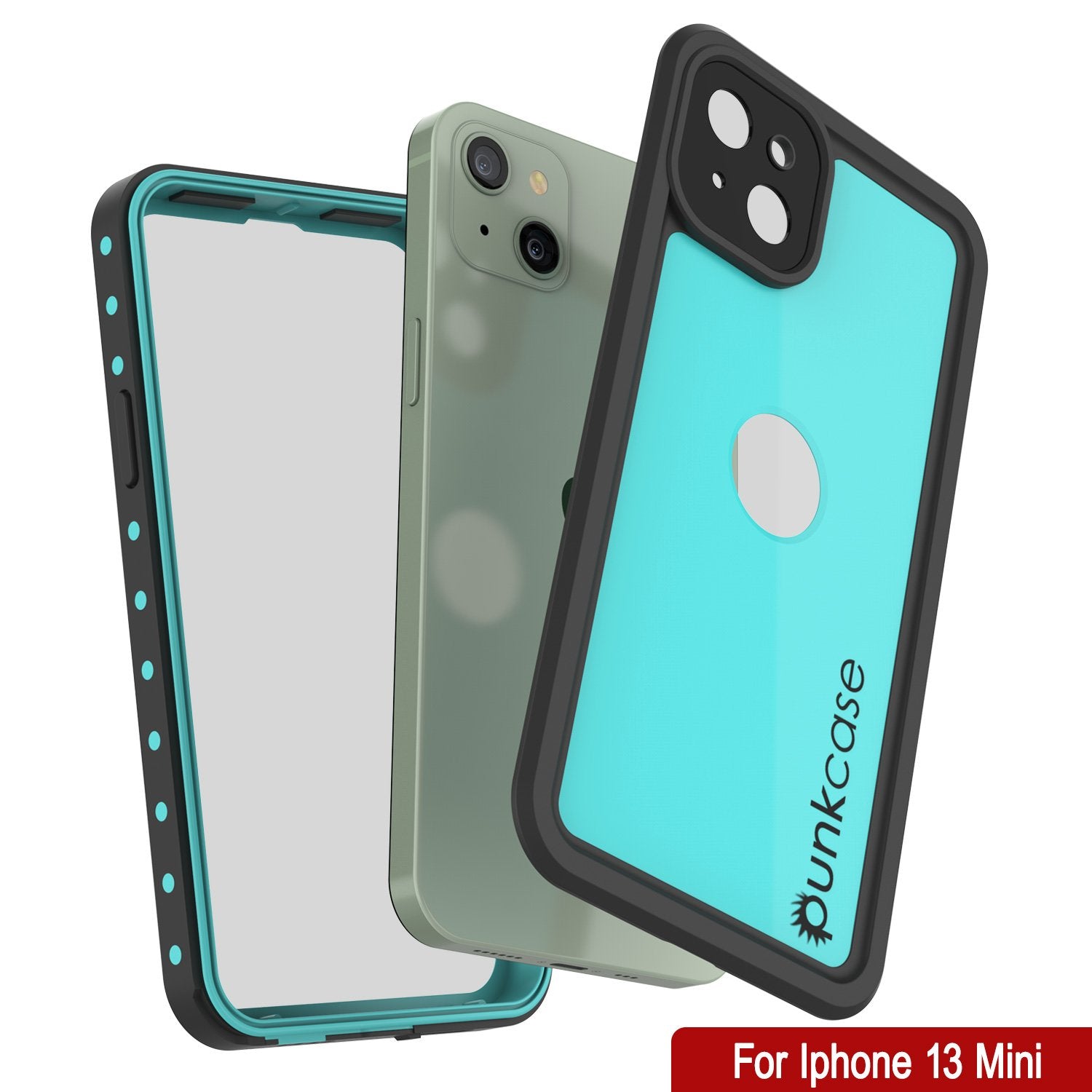 Capa à prova d'água IP68 para iPhone 13 Mini, Punkcase [Teal] [Série StudStar] [Feito Sob Medida]