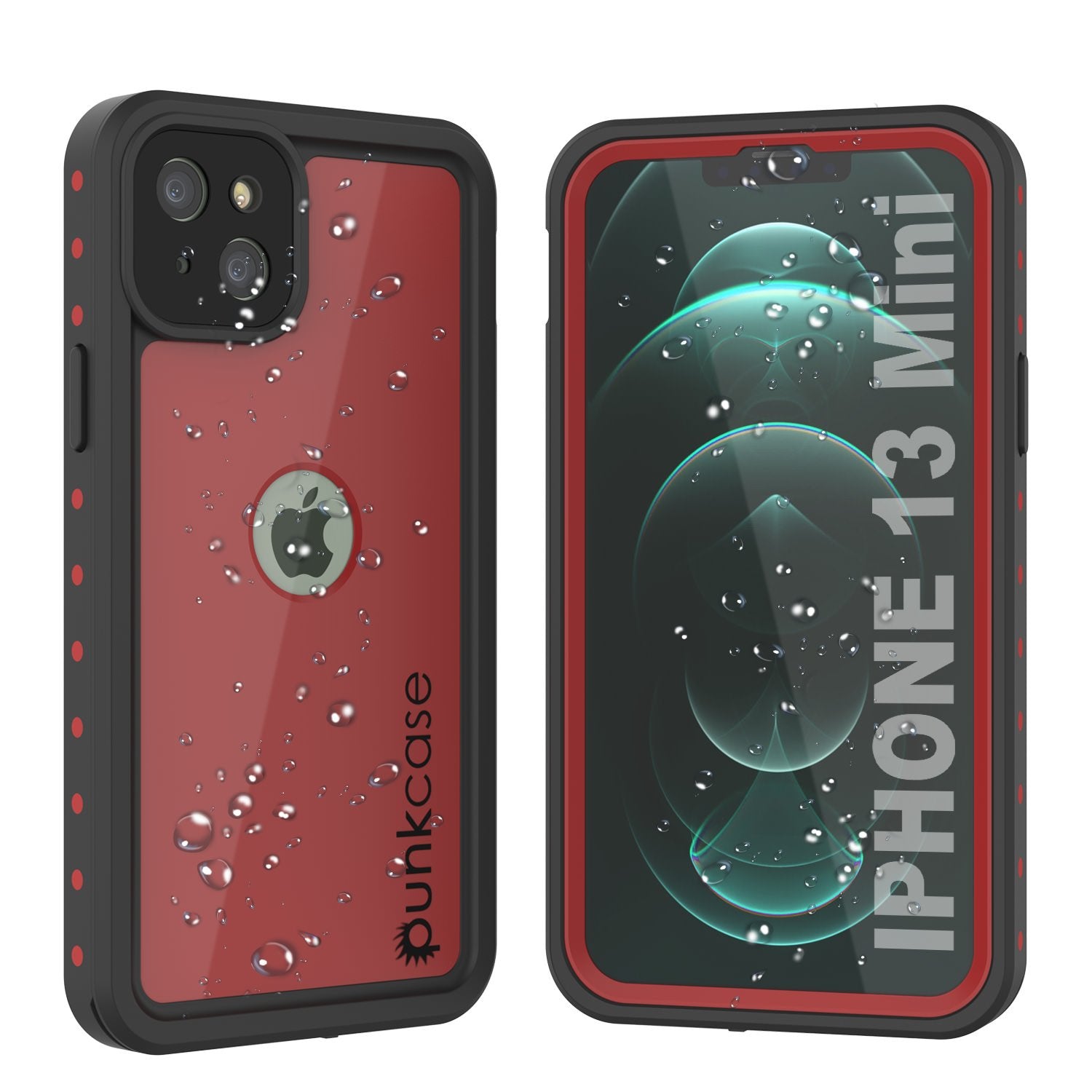 Capa à prova d'água IP68 para iPhone 13 Mini, Punkcase [Vermelho] [Série StudStar] [Ajuste Slim]