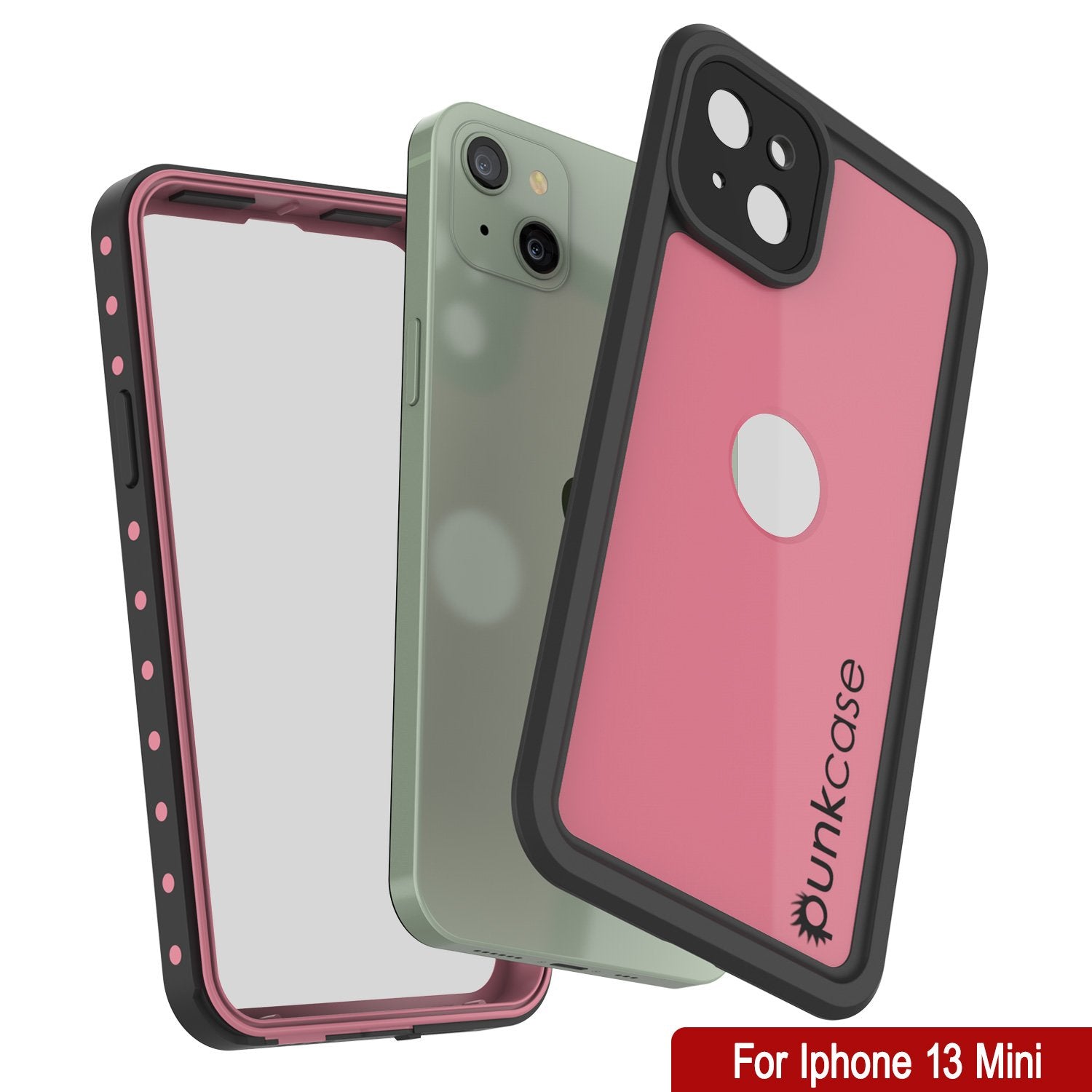 Capa iPhone 13 Mini à prova d'água IP68, Punkcase [Rosa] [Série StudStar] [Ajuste Slim] [À prova de sujeira]