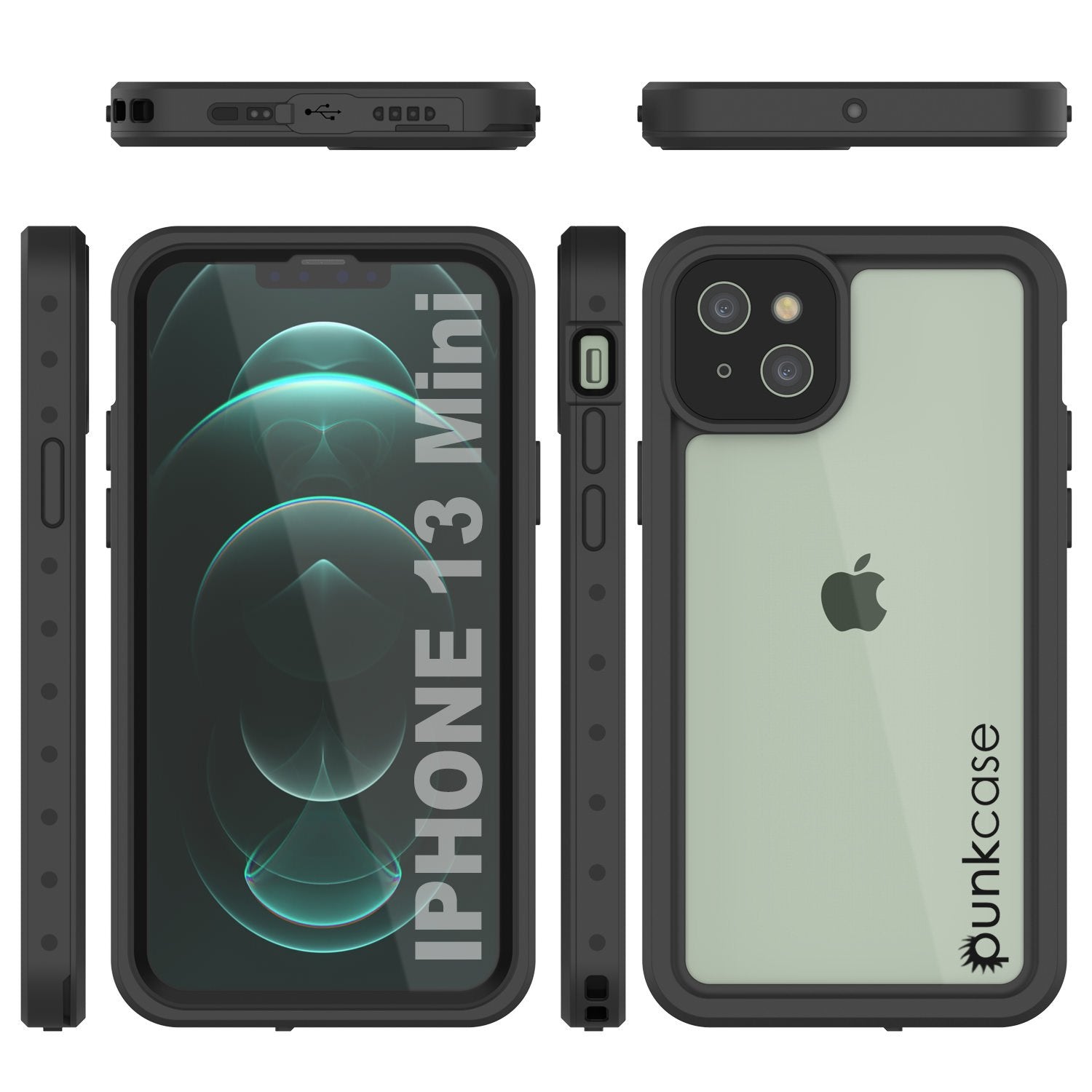 Capa à prova d'água IP68 para iPhone 13 Mini, Punkcase [Transparente] [Série StudStar] [Ajuste Slim] [Prova de sujeira]