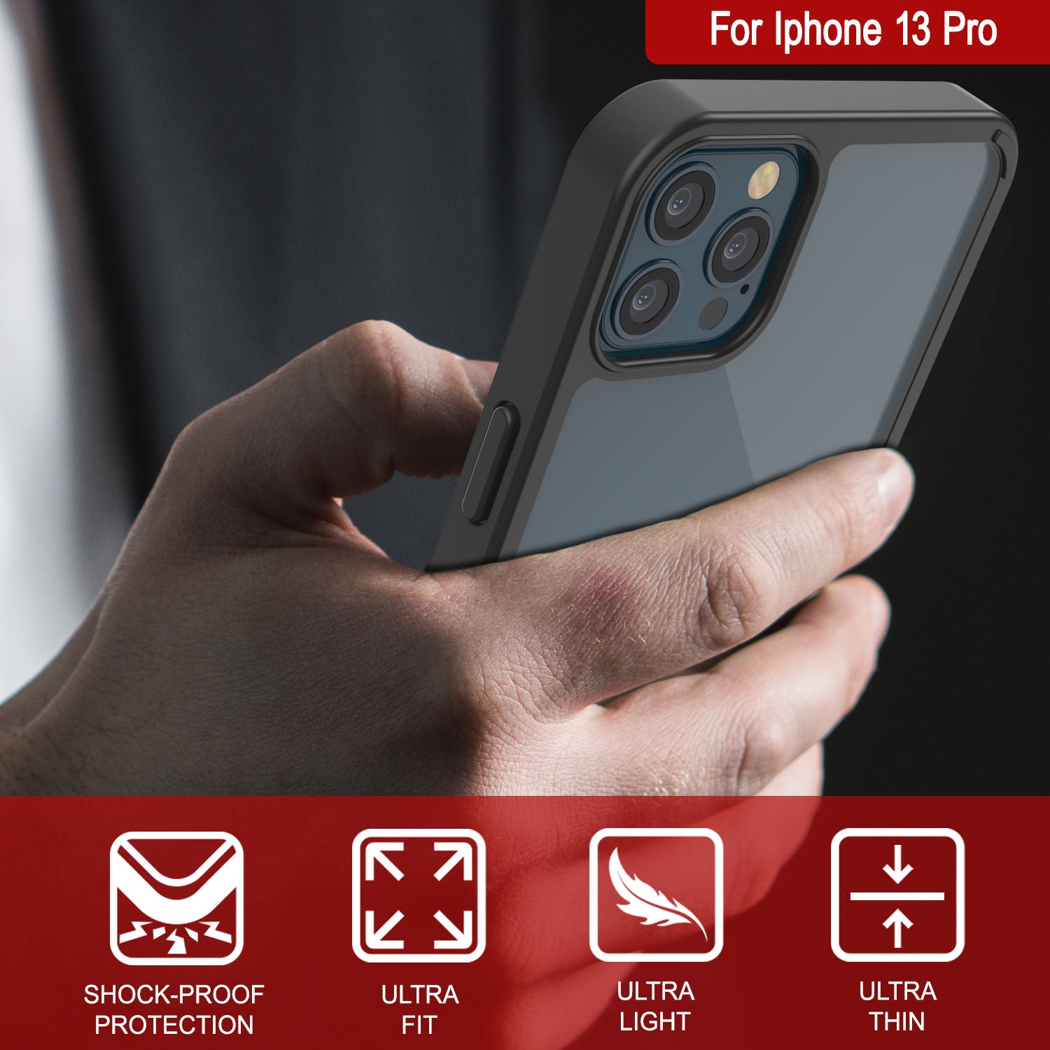 Capa iPhone 13 Pro Punkcase® LUCID 2.0 Série Black com Protetor de Tela PUNK SHIELD | Ultra Fit