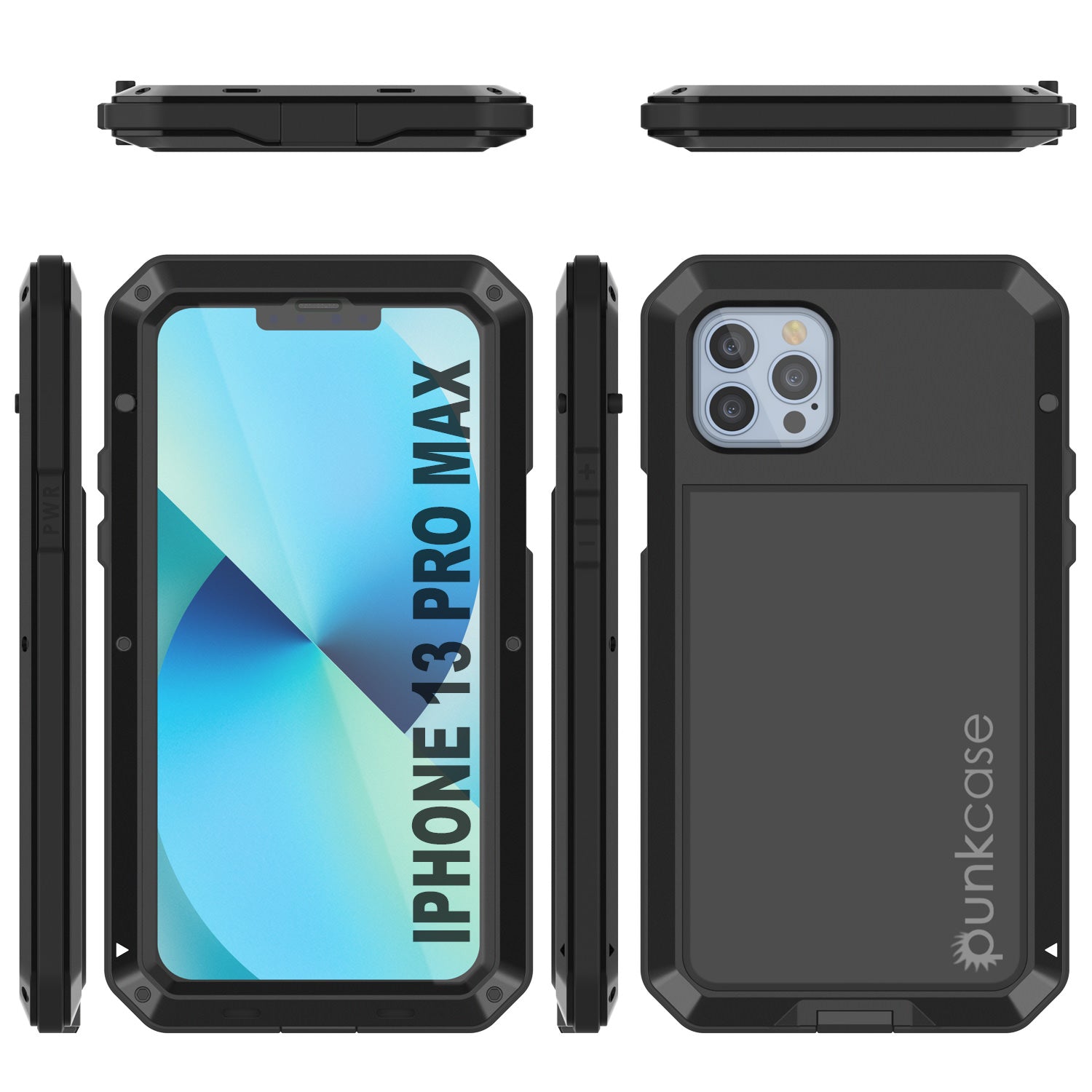 Capa de Metal para iPhone 13 Pro Max, Resistente Militar de Grau Armadura Capa [à prova de choque] Corpo Inteiro Resistente [Preto]