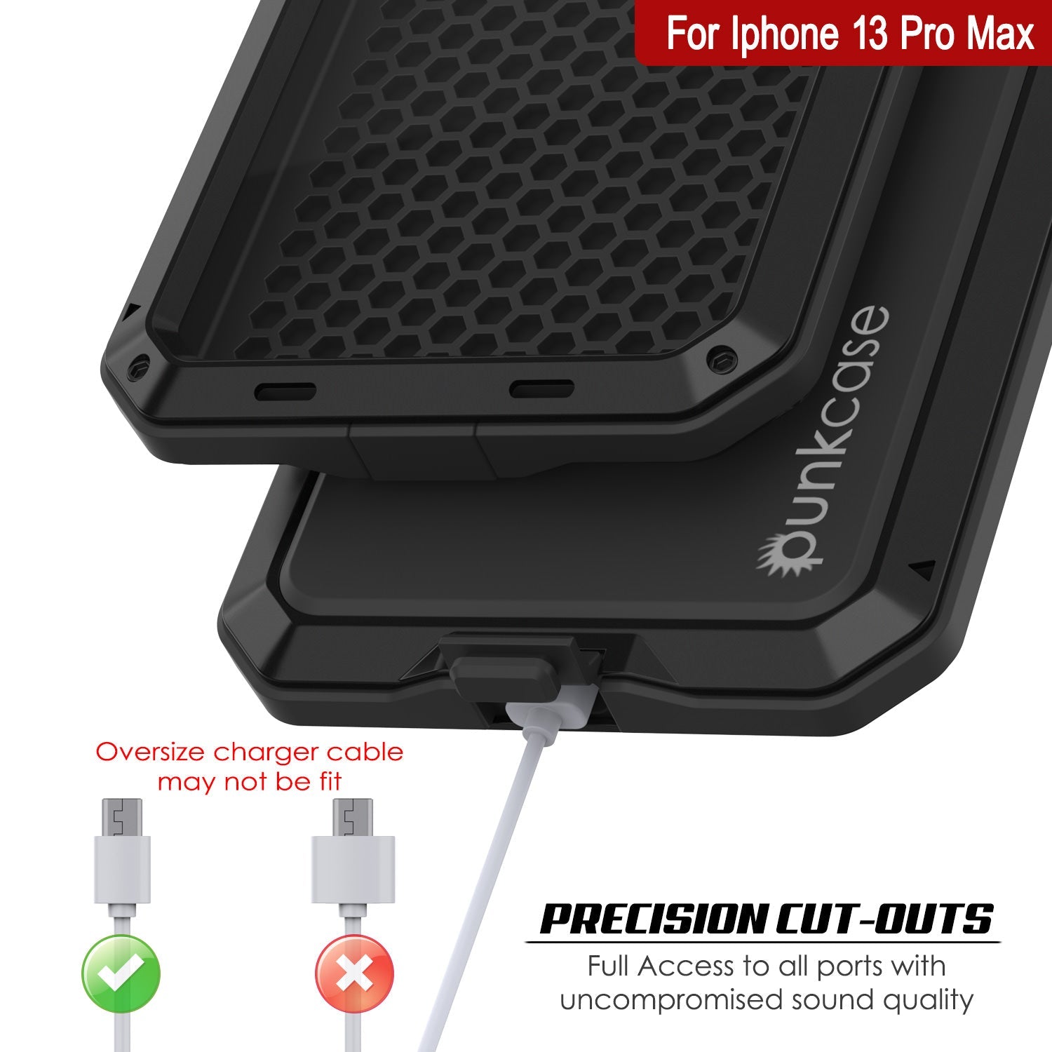 Capa de Metal para iPhone 13 Pro Max, Resistente Militar de Grau Armadura Capa [à prova de choque] Corpo Inteiro Resistente [Preto]
