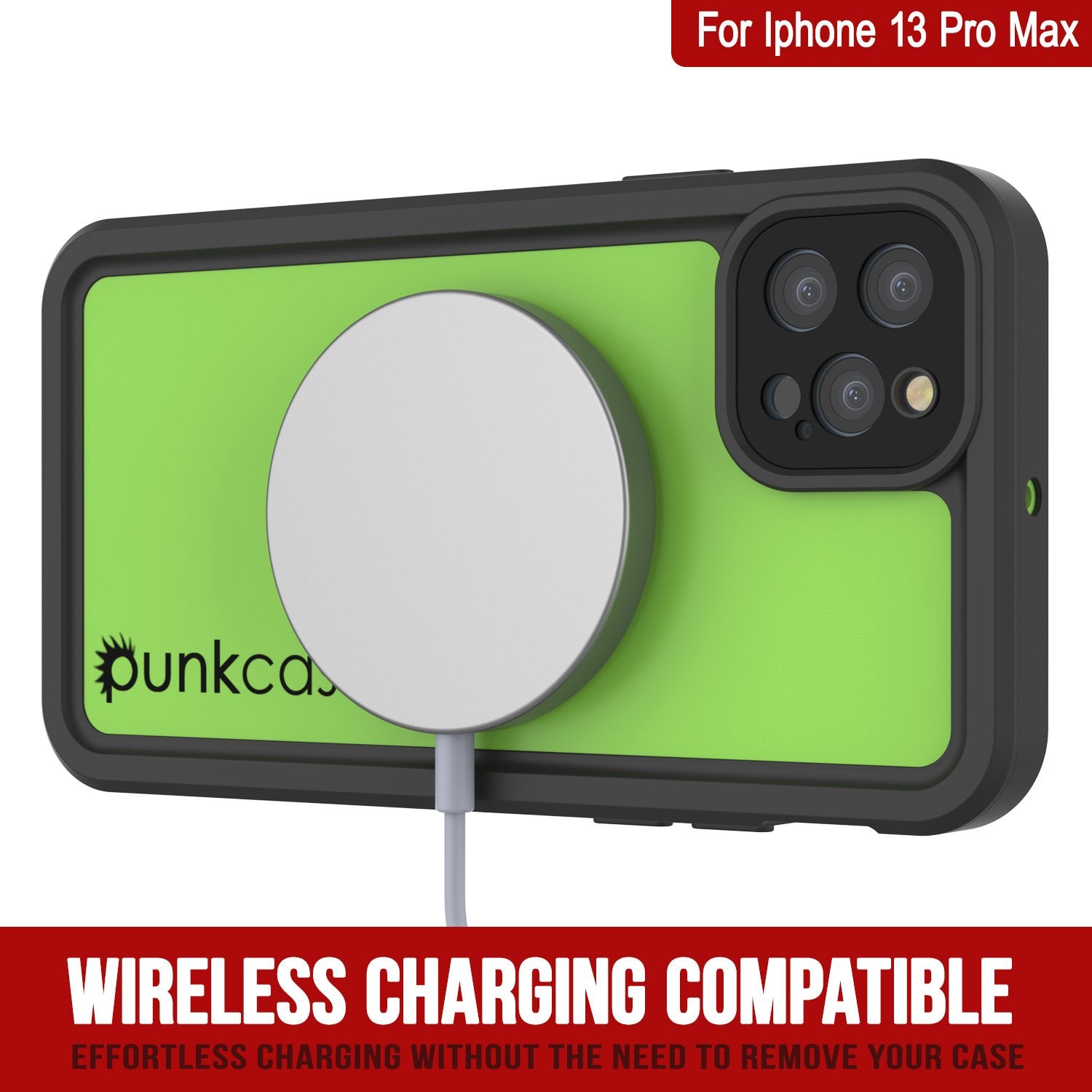 Capa à prova d'água IP68 para iPhone 13 Pro Max, Punkcase [Verde claro] [Série StudStar] [Ajuste fino] [Prova de sujeira]