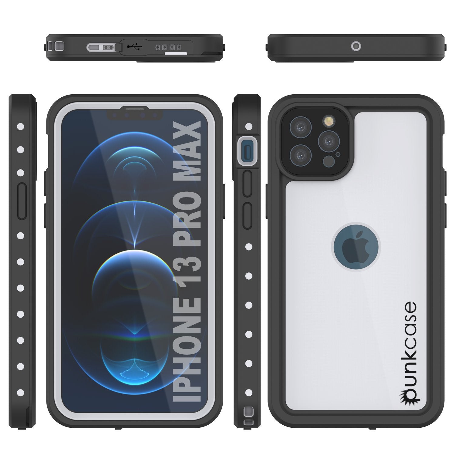 Capa à prova d'água IP68 para iPhone 13 Pro Max, Punkcase [Branco] [Série StudStar] [Ajuste fino] [À prova de sujeira]