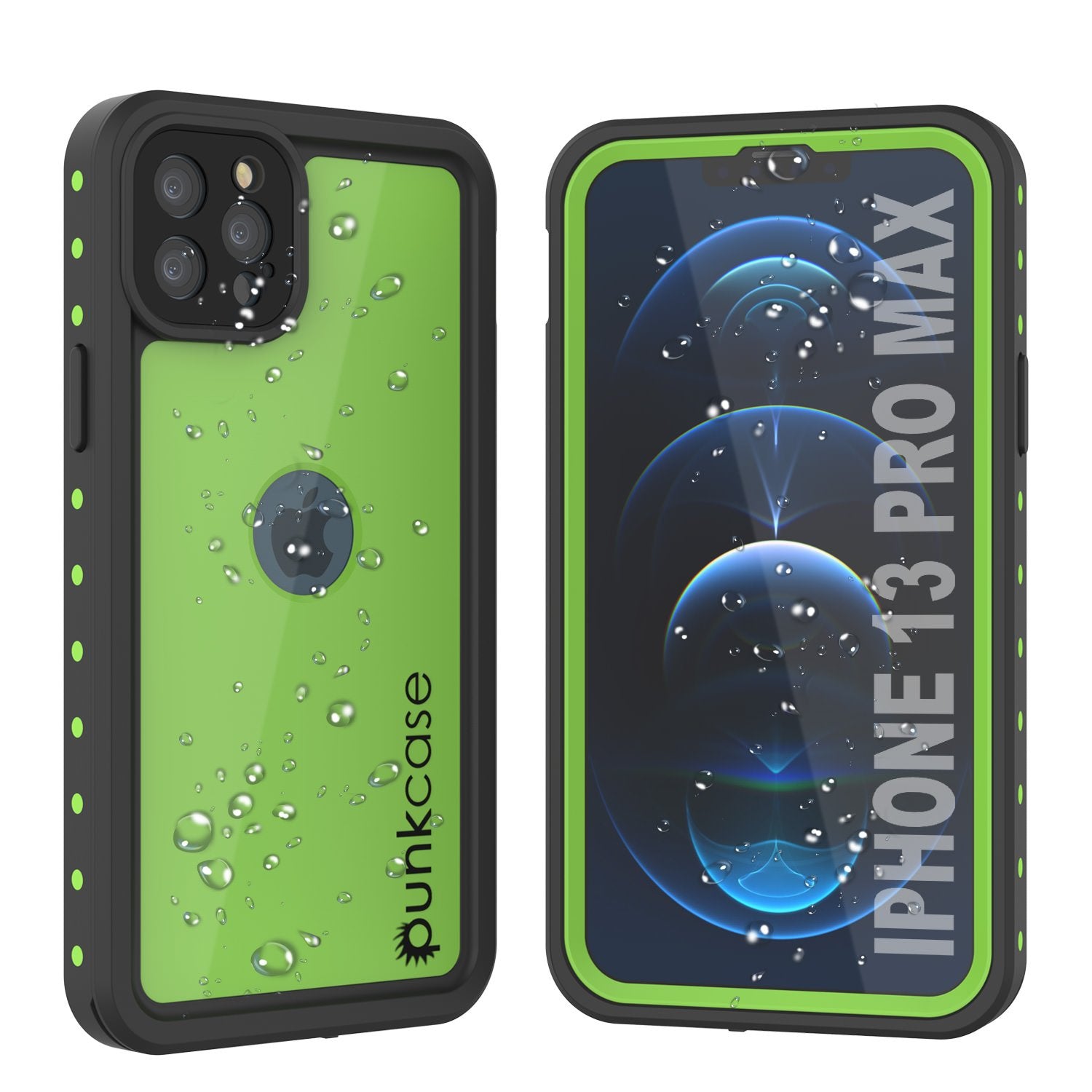 Capa à prova d'água IP68 para iPhone 13 Pro Max, Punkcase [Verde claro] [Série StudStar] [Ajuste fino] [Prova de sujeira]