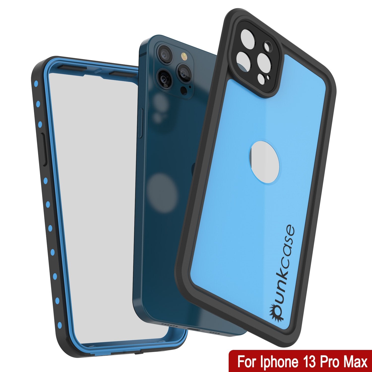 Capa à Prova d'Água IP68 para iPhone 13 Pro Max, Punkcase [Azul Claro] [Série StudStar] [Ajuste Fino] [À Prova de Sujeira]