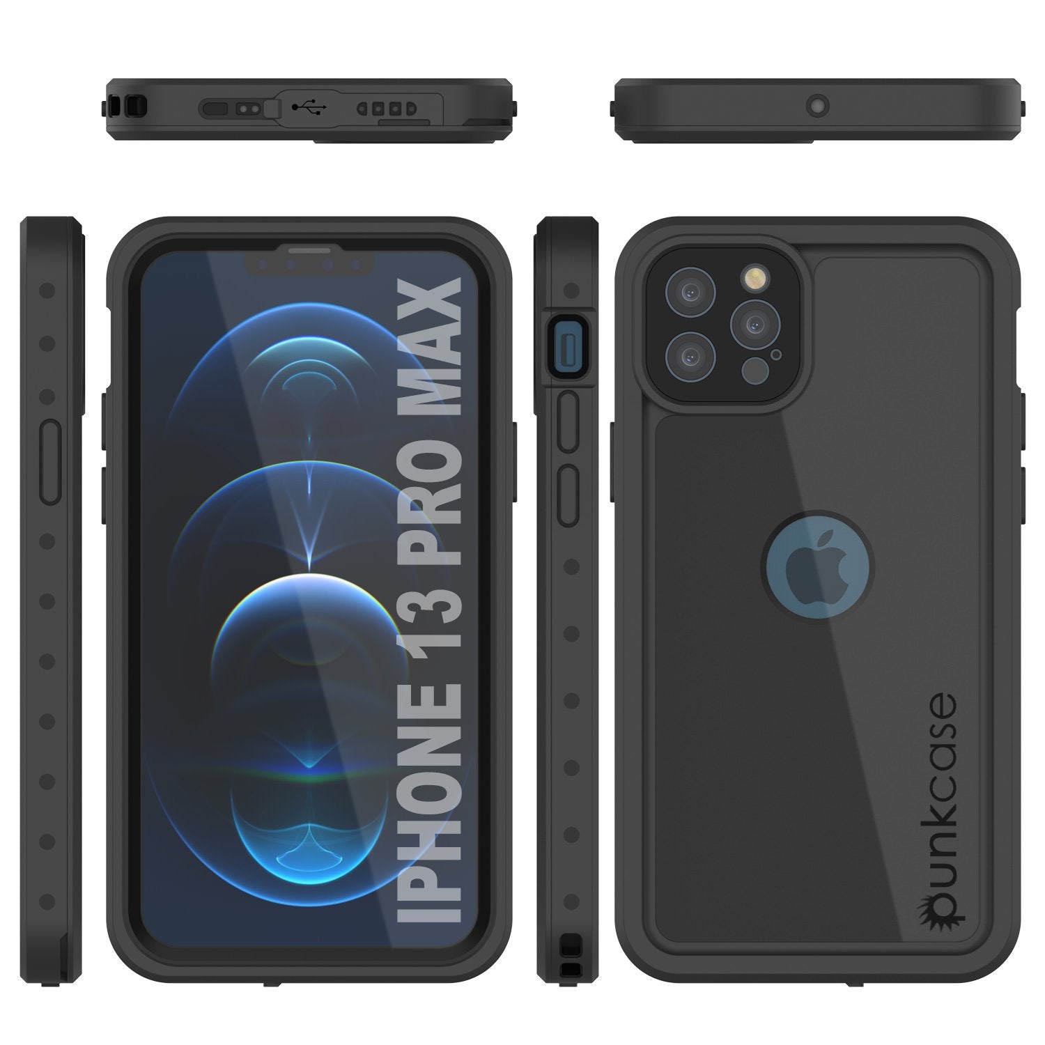 Capa à prova d'água IP68 para iPhone 13 Pro Max, Punkcase [Preto] [Série StudStar] [Ajuste fino]