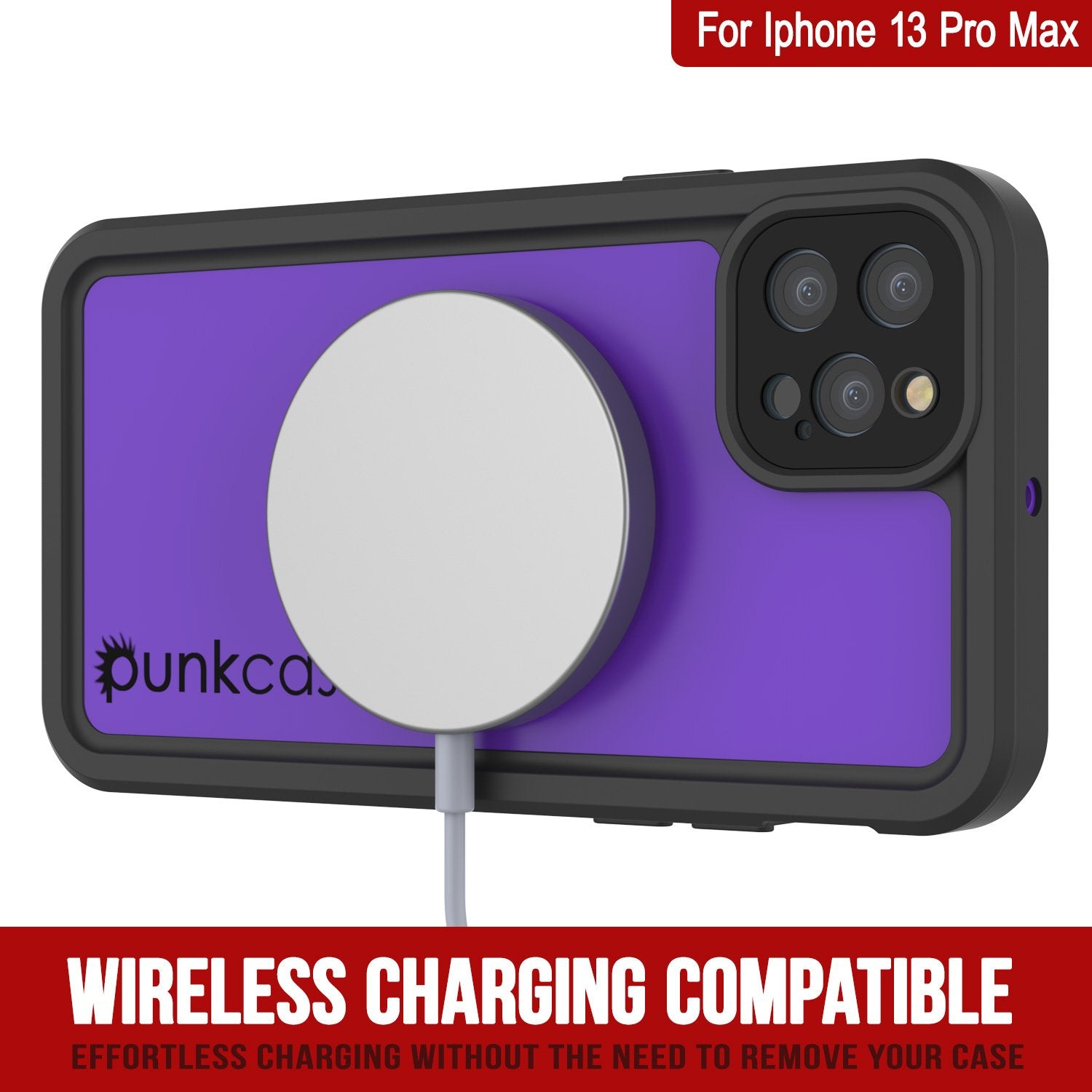 Capa à prova d'água IP68 para iPhone 13 Pro Max, Punkcase [Roxa] [Série StudStar] [Ajuste fino] [À prova de sujeira]