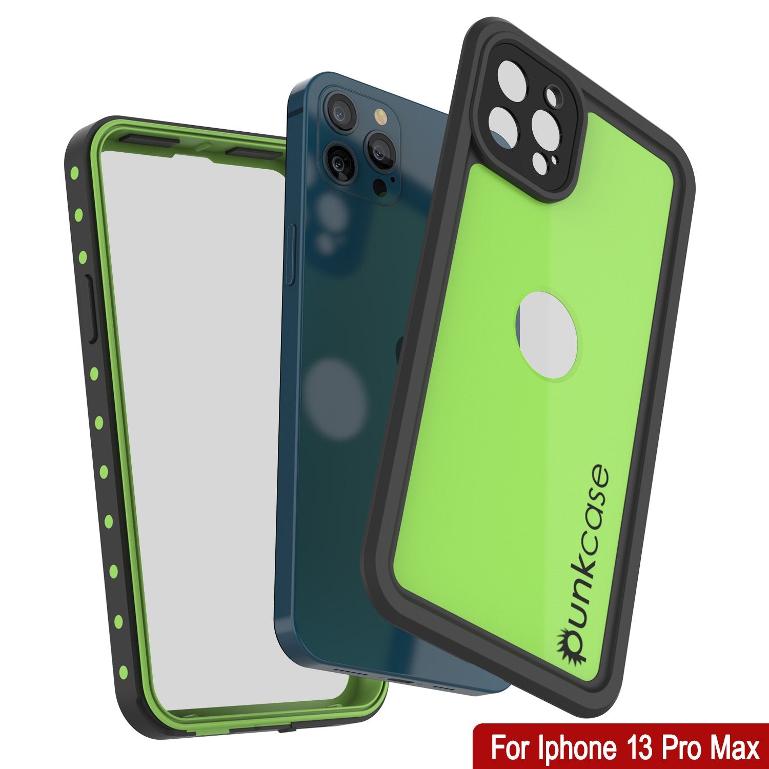 Capa à prova d'água IP68 para iPhone 13 Pro Max, Punkcase [Verde claro] [Série StudStar] [Ajuste fino] [Prova de sujeira]