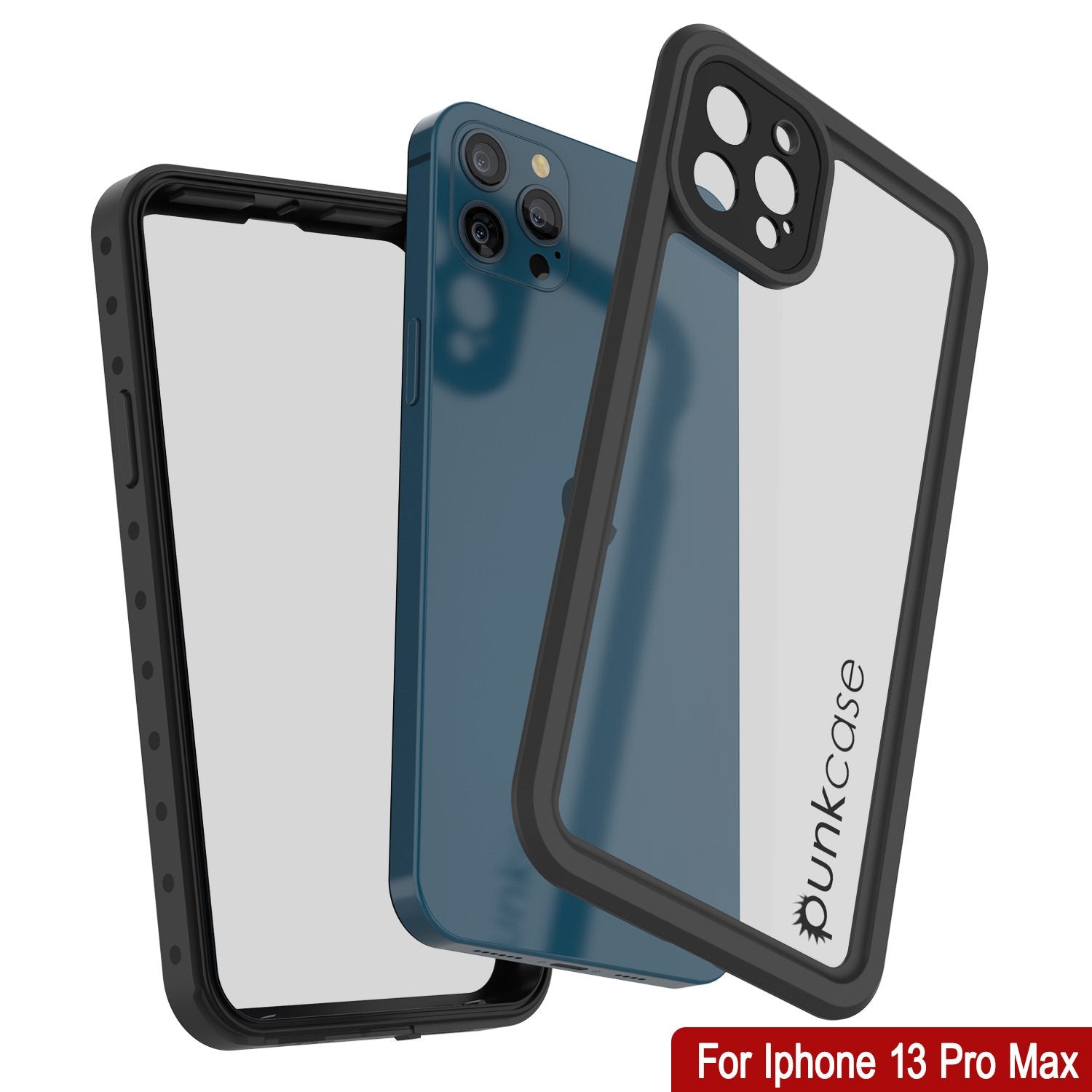 Capa à prova d'água IP68 para iPhone 13 Pro Max, Punkcase [Transparente] [Série StudStar] [Ajuste Slim] [Prova de sujeira]