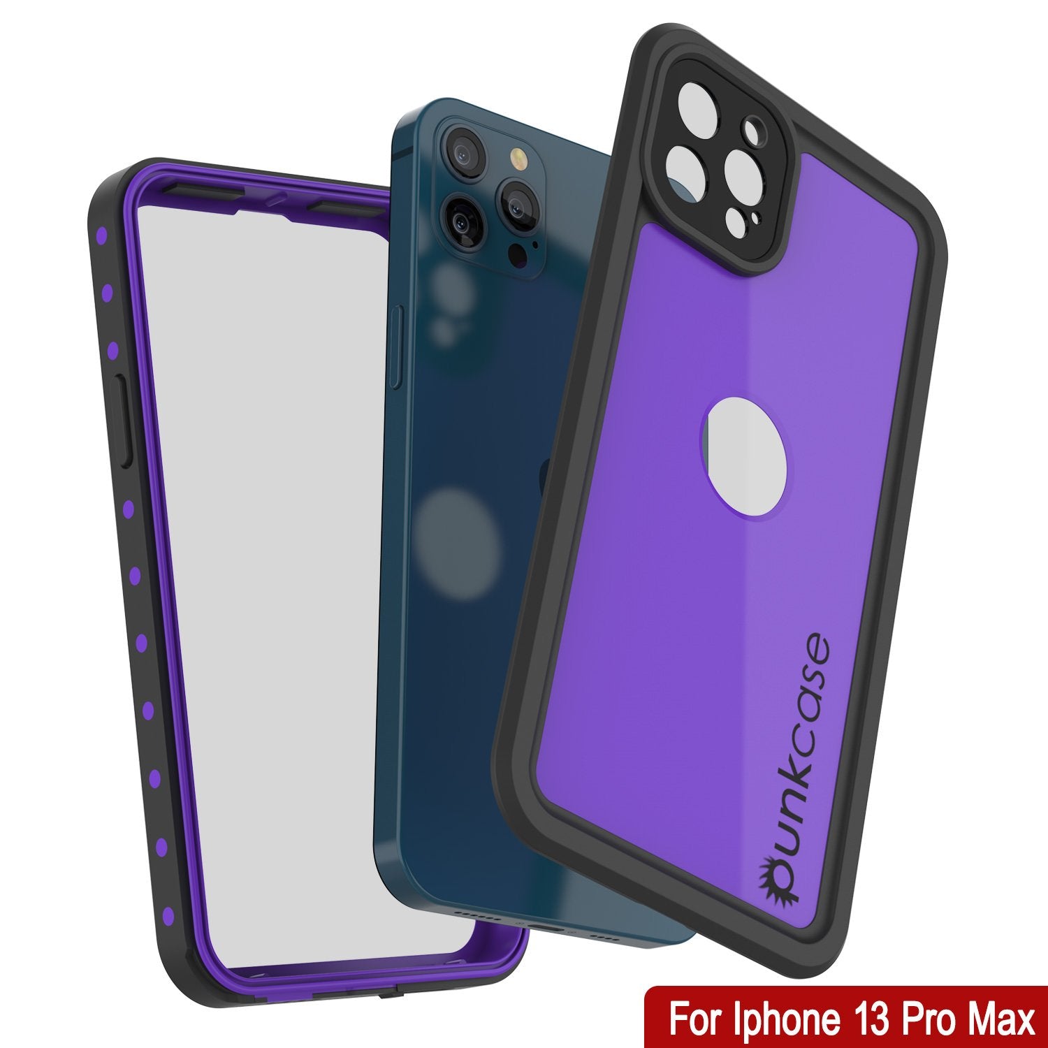 Capa à prova d'água IP68 para iPhone 13 Pro Max, Punkcase [Roxa] [Série StudStar] [Ajuste fino] [À prova de sujeira]
