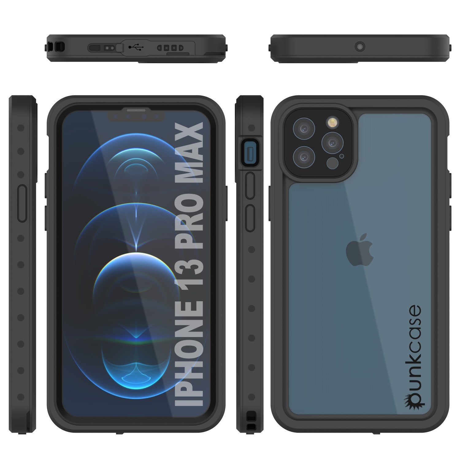 Capa à prova d'água IP68 para iPhone 13 Pro Max, Punkcase [Transparente] [Série StudStar] [Ajuste Slim] [Prova de sujeira]