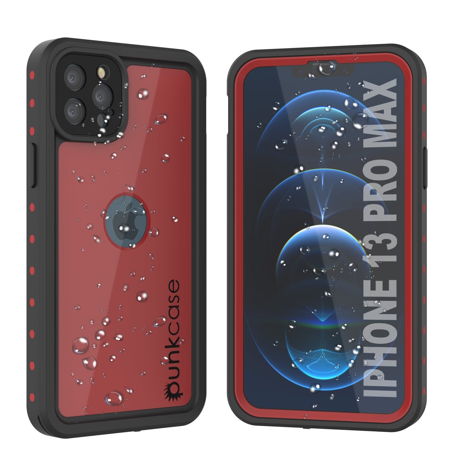 Capa à prova de água IP68 para iPhone 13 Pro Max, Punkcase [Vermelho] [Série StudStar] [Ajuste Slim]