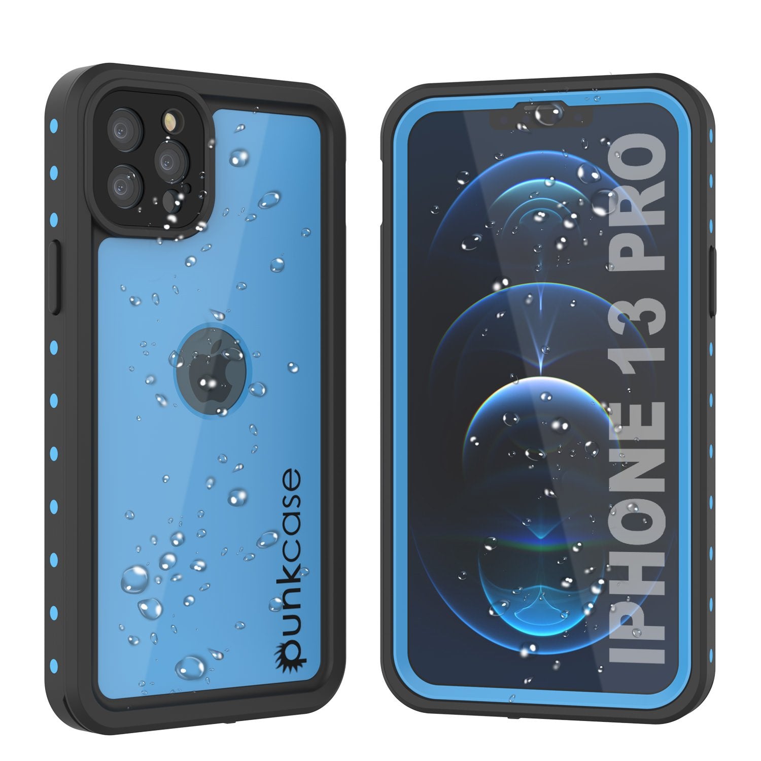 Capa iPhone 13 Pro à prova d'água IP68, Punkcase [Azul claro] [Série StudStar] [Ajuste fino] [À prova de sujeira]