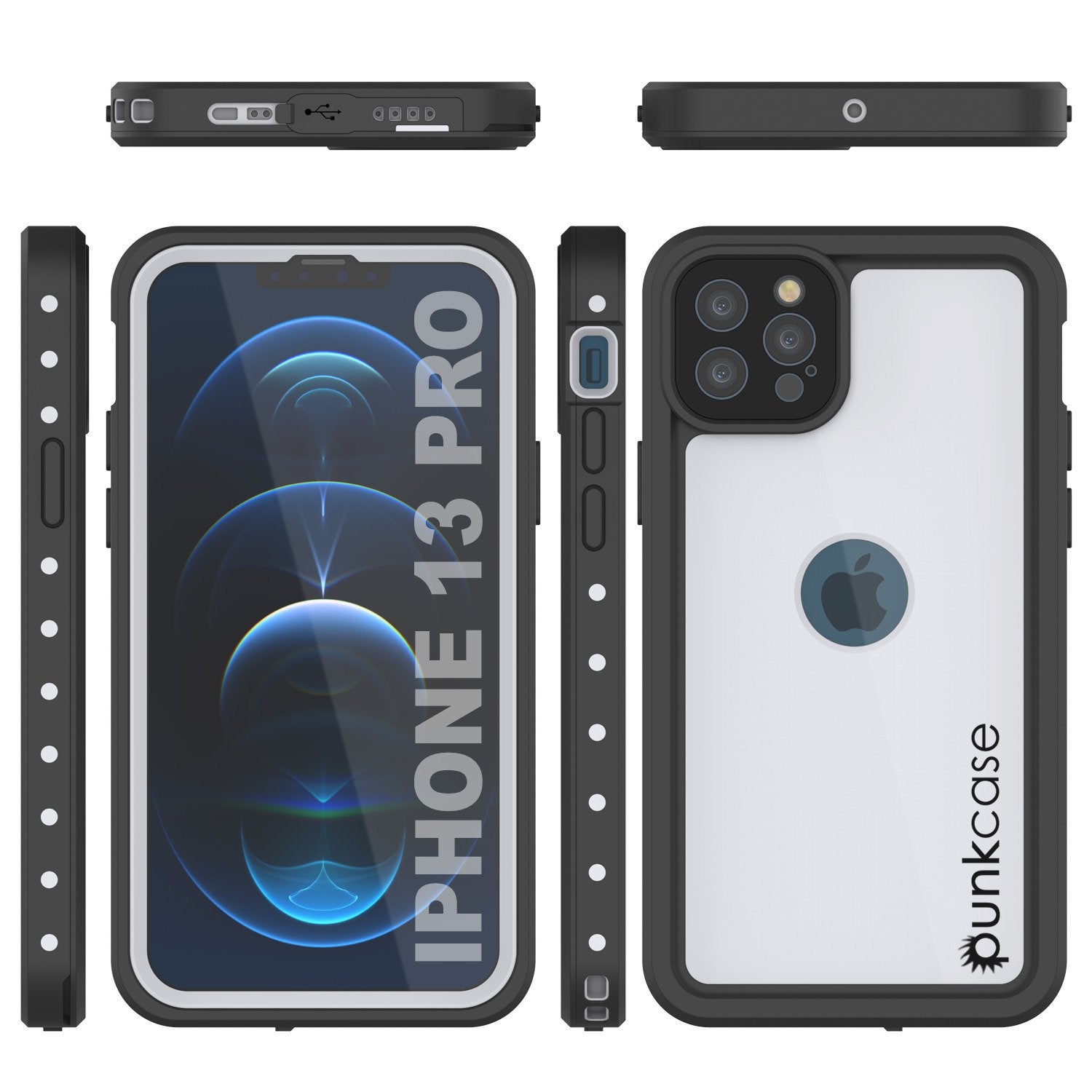 Capa à prova d'água IP68 para iPhone 13 Pro, Punkcase [Branco] [Série StudStar] [Ajuste Perfeito] [Prova de sujeira]