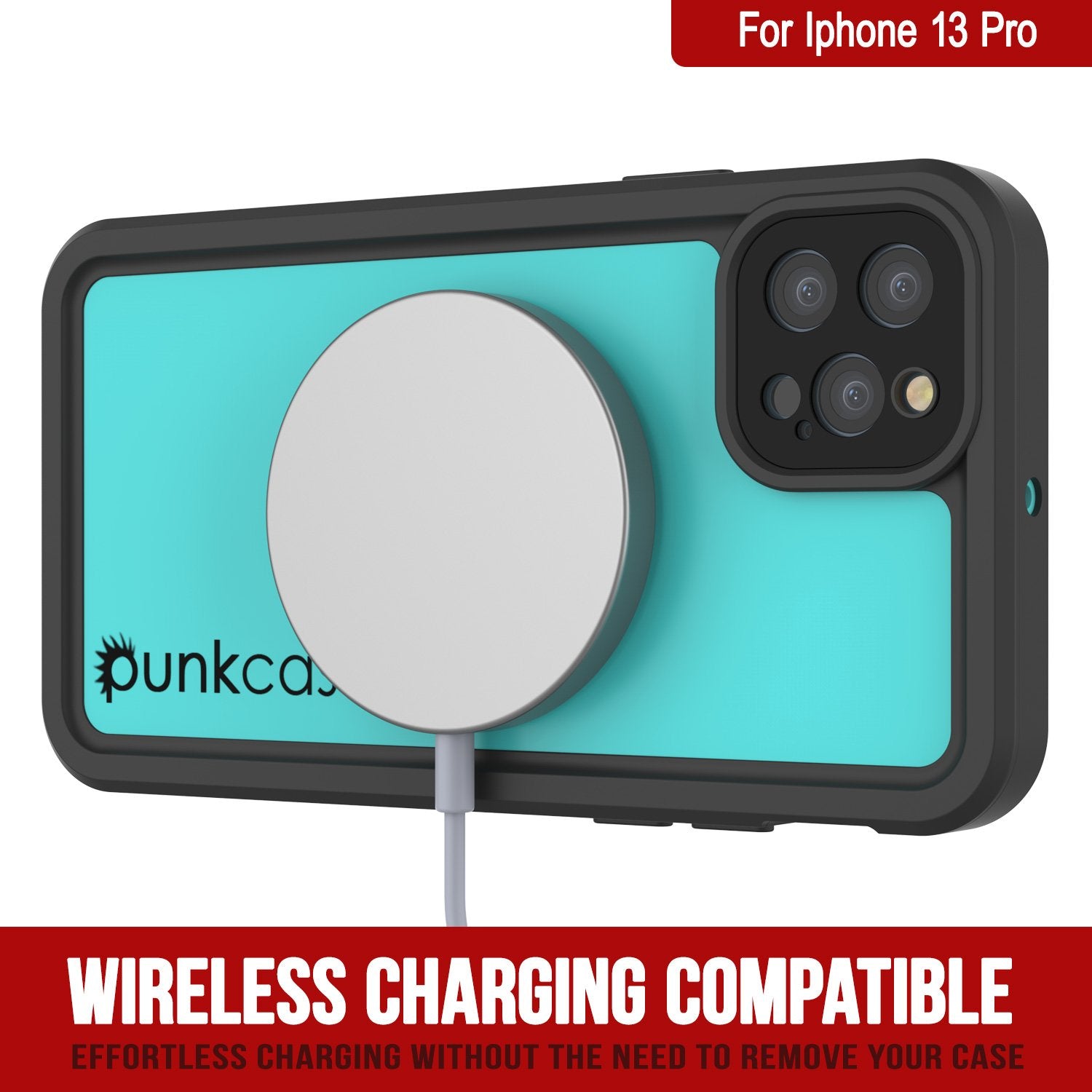 Capa à prova d'água IP68 para iPhone 13 Pro, Punkcase [Teal] [Série StudStar] [Slim Fit]