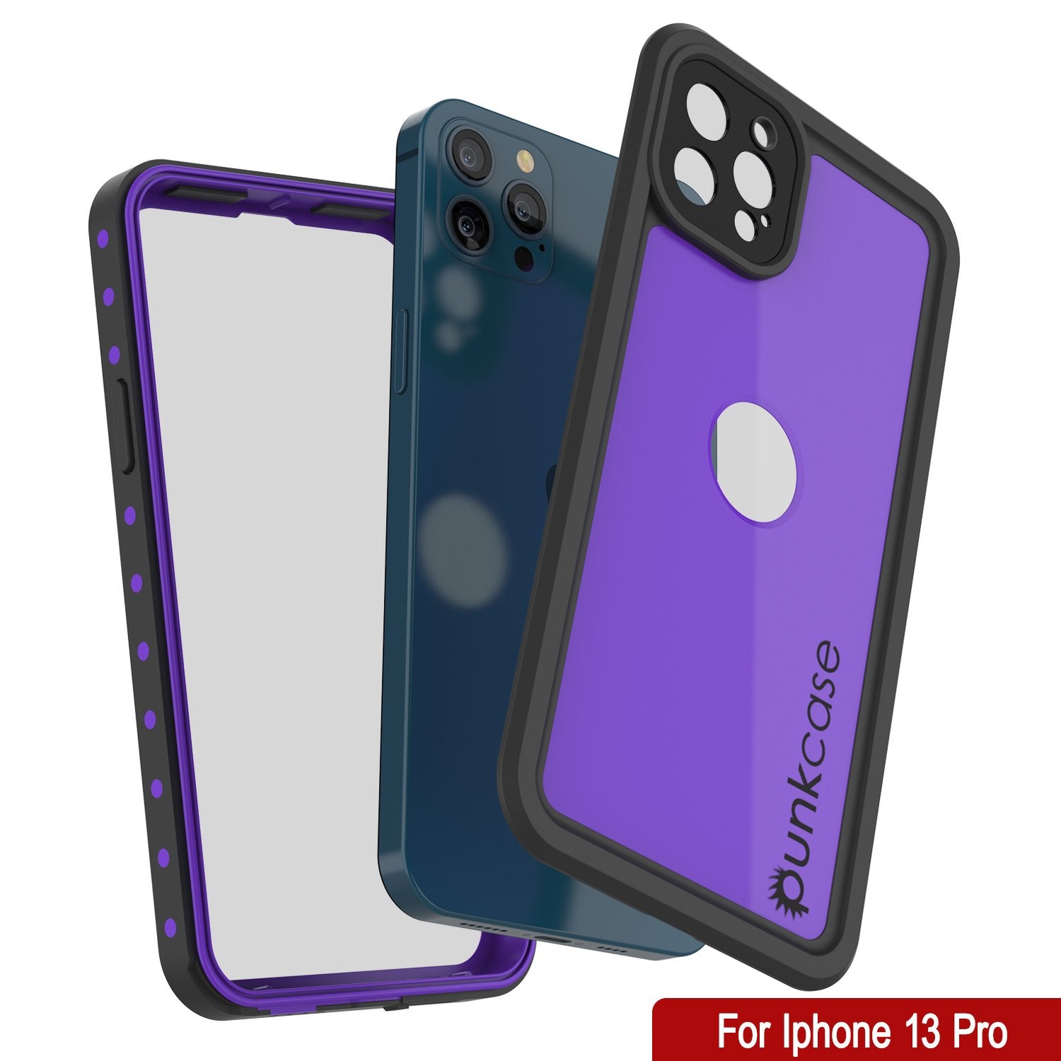 Capa à Prova de Água IP68 para iPhone 13 Pro, Punkcase [Roxa] [Série StudStar] [Ajuste Slim] [À Prova de Sujeira]