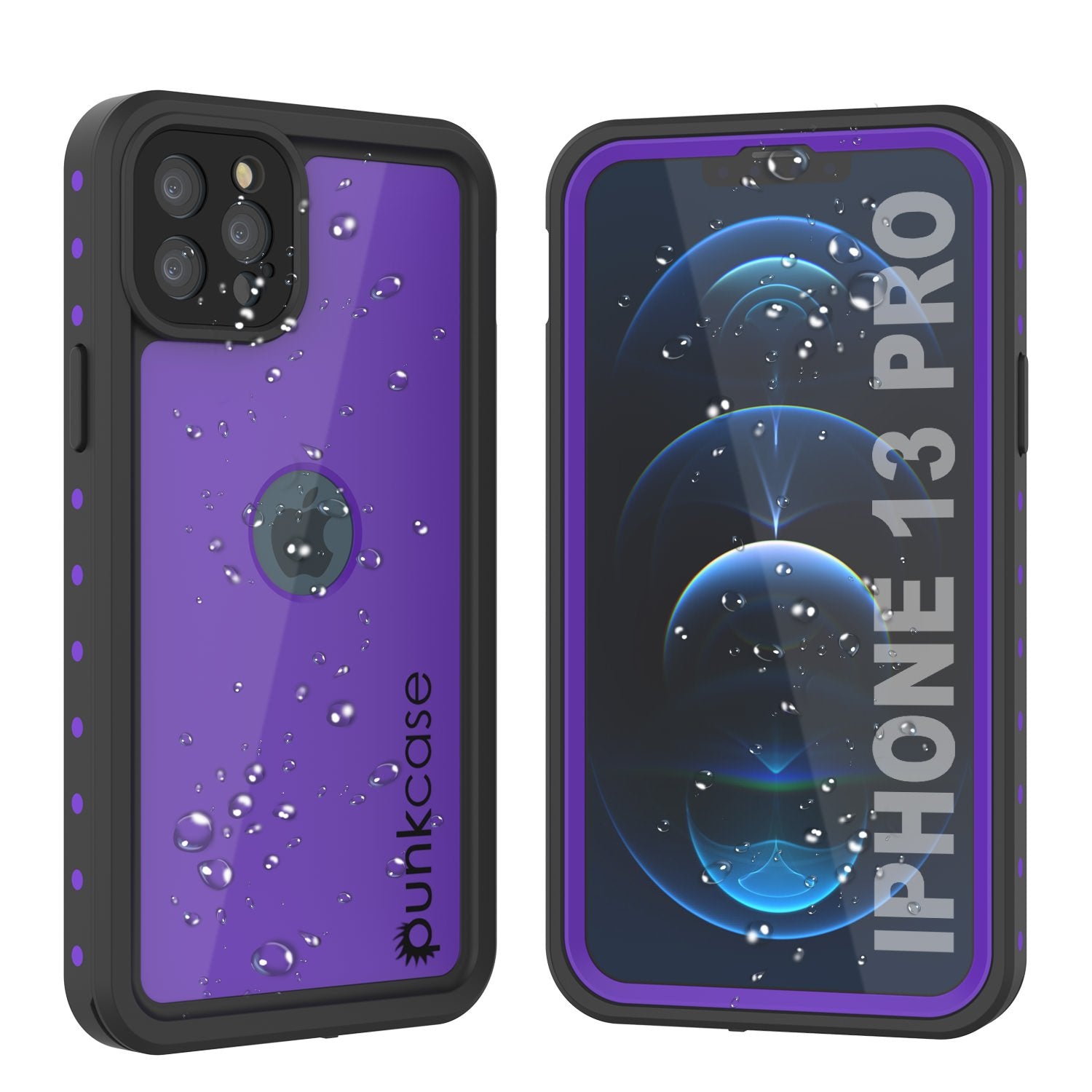Capa à Prova de Água IP68 para iPhone 13 Pro, Punkcase [Roxa] [Série StudStar] [Ajuste Slim] [À Prova de Sujeira]