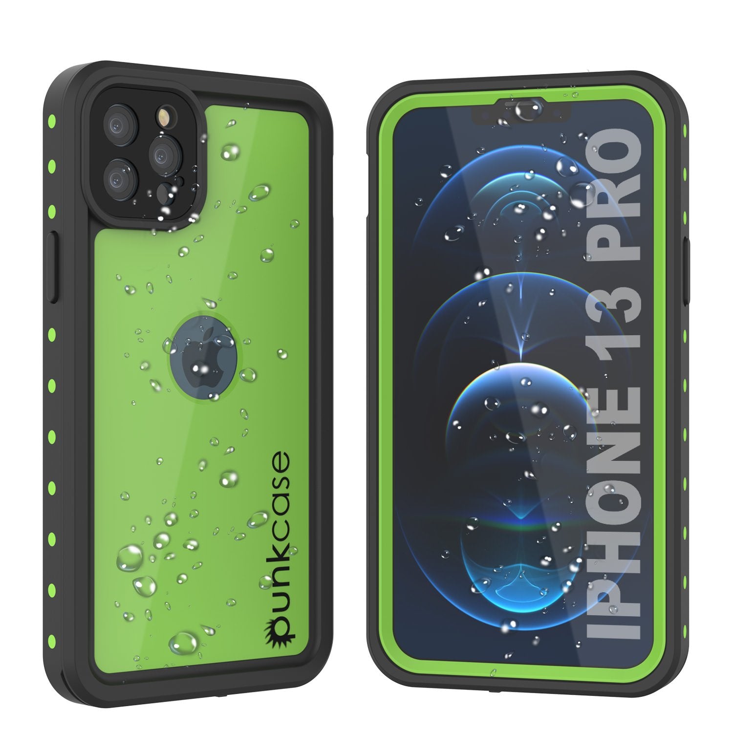 Capa à prova d'água IP68 para iPhone 13 Pro, Punkcase [Verde claro] [Série StudStar] [Slim Fit] [À prova de sujeira]