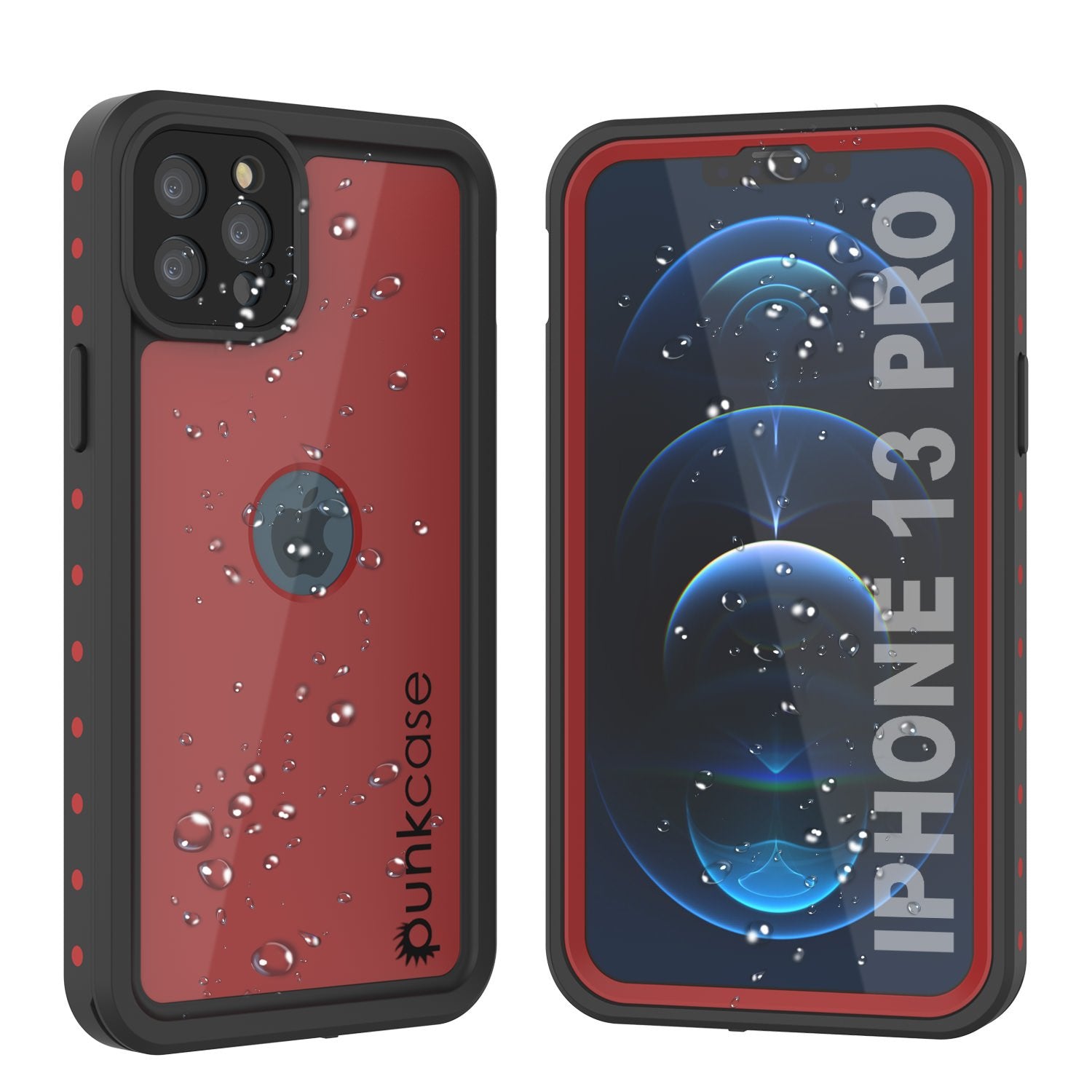 Capa à prova d'água IP68 para iPhone 13 Pro, Punkcase [Vermelha] [Série StudStar] [Ajuste Slim]
