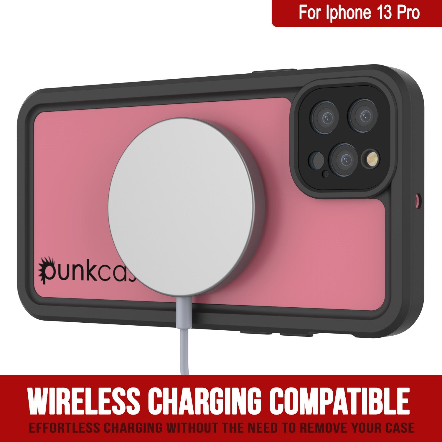 Capa à prova d'água IP68 para iPhone 13 Pro, Punkcase [Pink] [Série StudStar] [Slim Fit] [À Prova de Poeira]